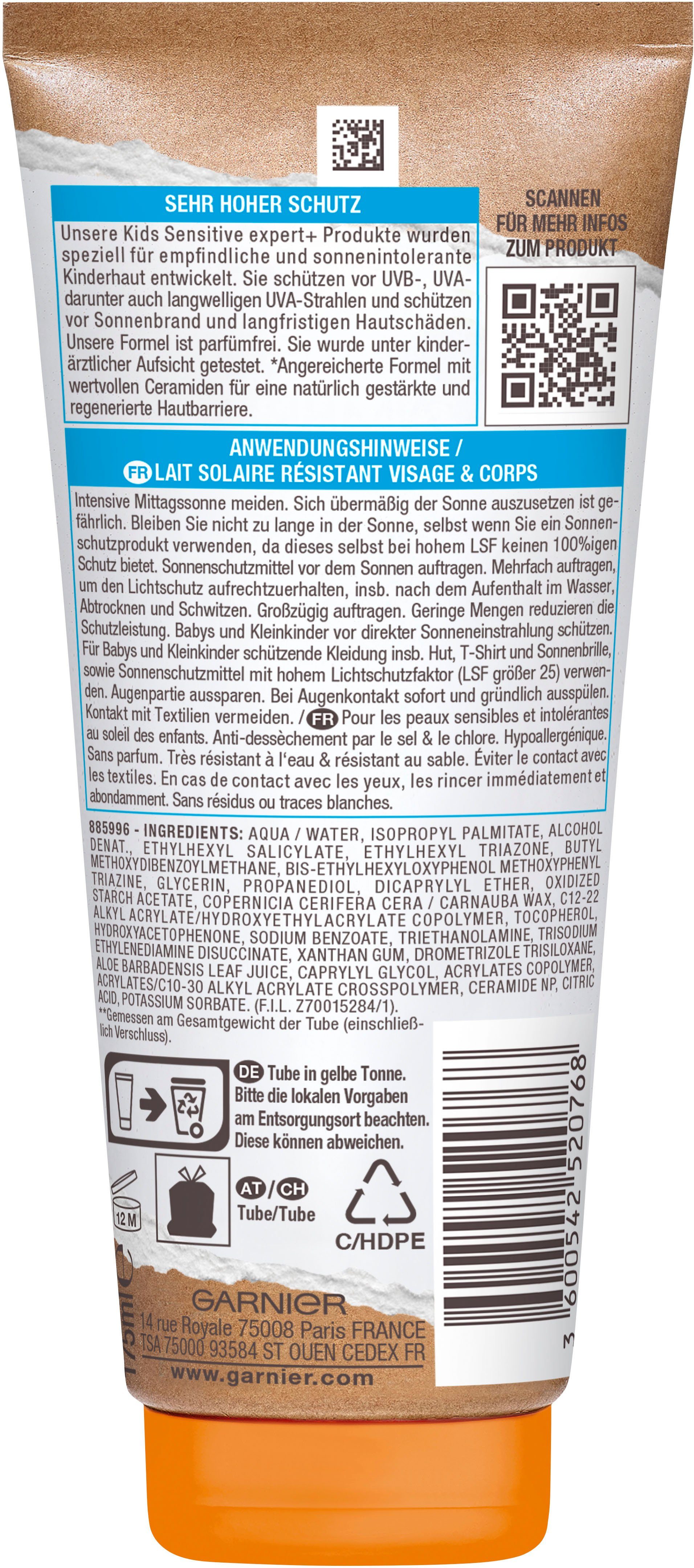 Sonnenschutzmilch Sensitive Garnier Kids Sonnenschutz-Milch GARNIER