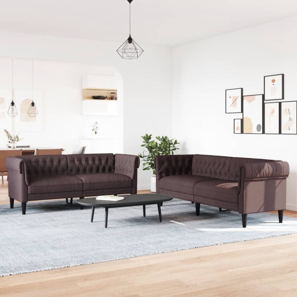 vidaXL Sofa 2-tlg. Sofagarnitur Dunkelbraun Stoff günstig online kaufen