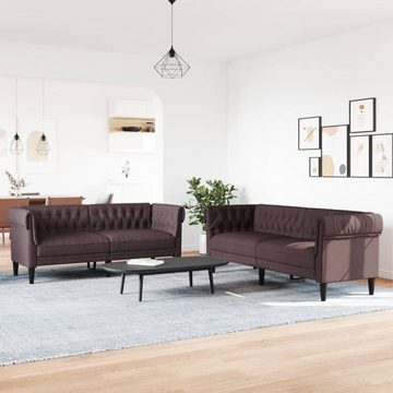 vidaXL Sofa 2-tlg. Sofagarnitur Dunkelbraun Stoff