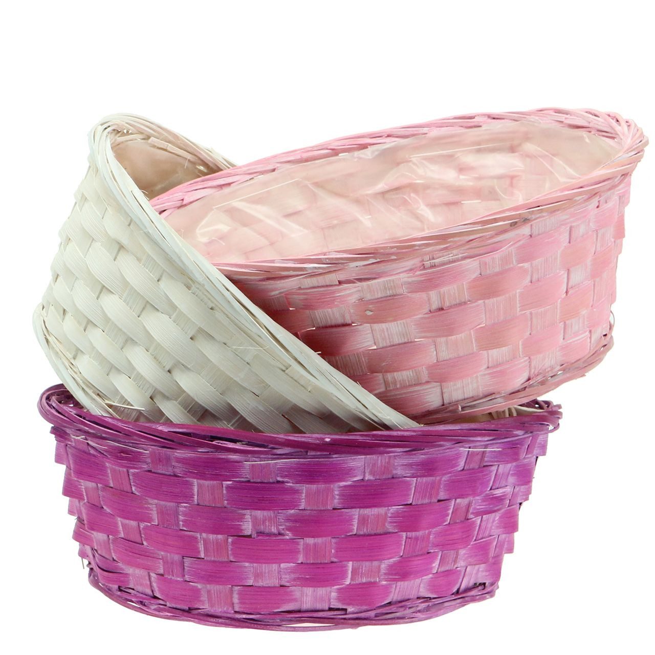 Florists Products Dekokorb Spankorb Set rund Lila/Weiß/Rosa - Dekorative Körbchen für, 6 Stück