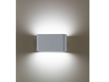 meineWunschleuchte LED Außen-Wandleuchte, LED fest integriert, Warmweiß, 2er-Set flache Up Down Fassadenlampe, Terrassenleuchten, Grau 17,5cm