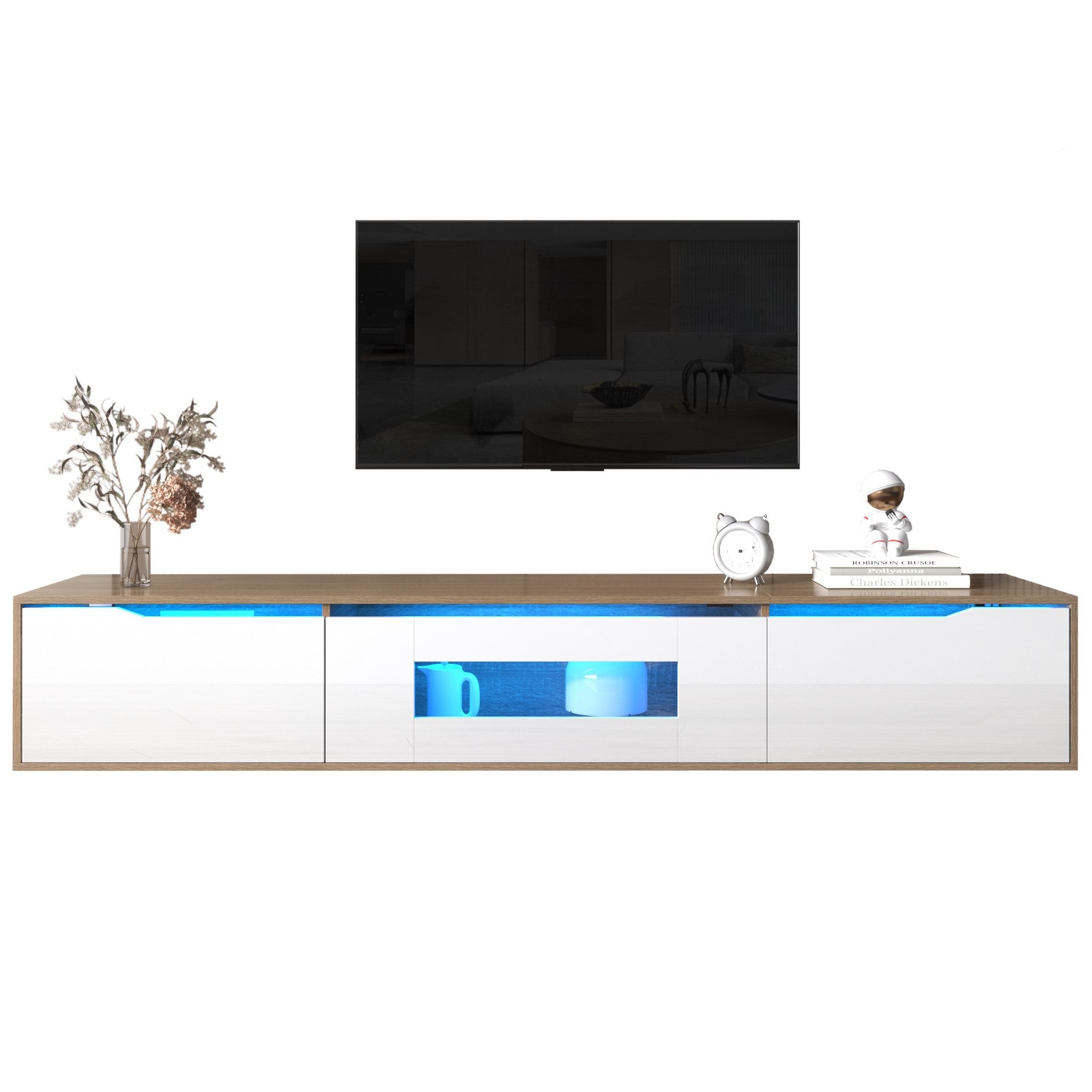 MODFU TV-Schrank Lowboard (1-St) Hochglanz,mit farbwechselndem günstig online kaufen