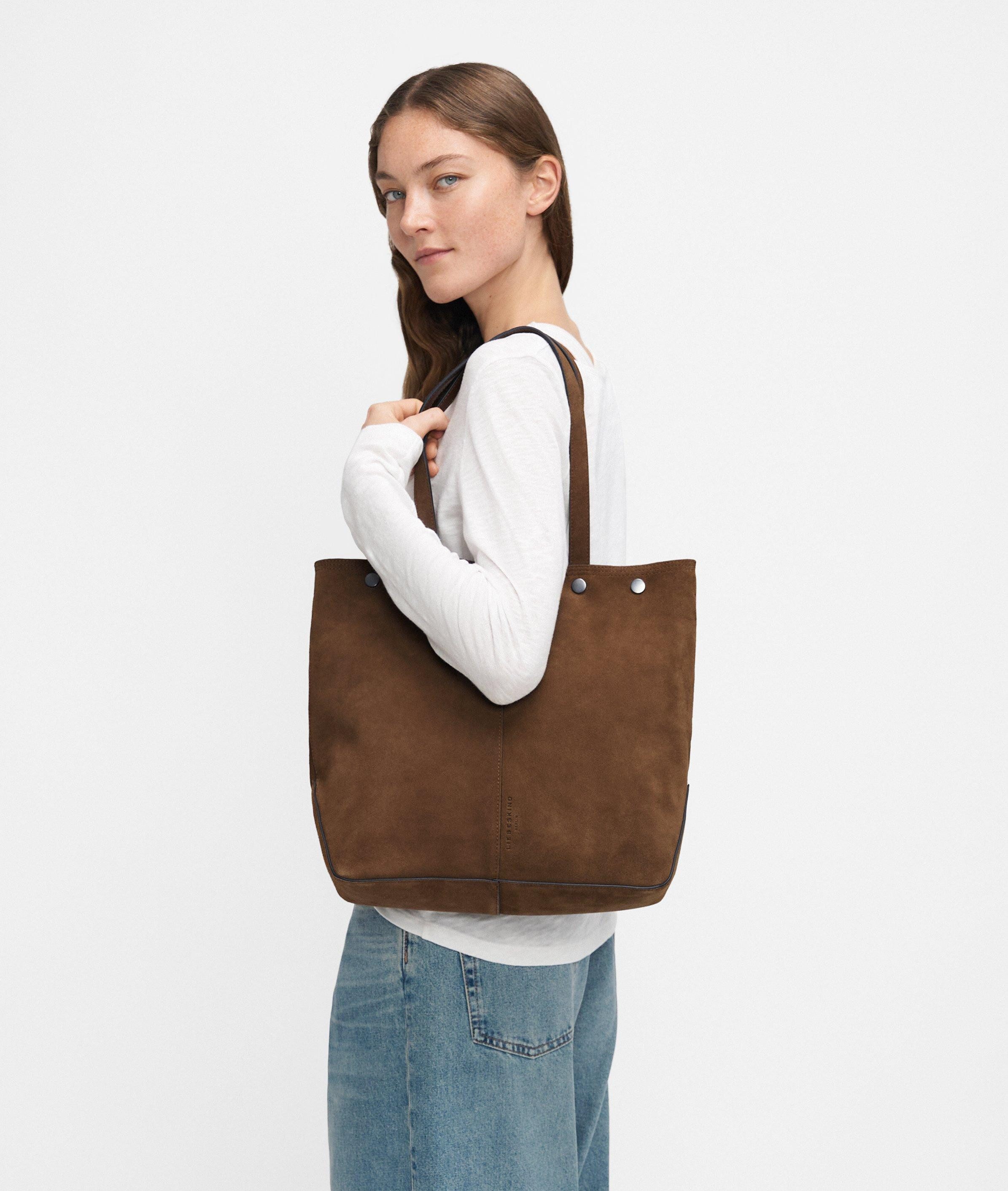 Liebeskind Berlin Schultertasche Tote, Große Schultertasche aus weichem Veloursleder