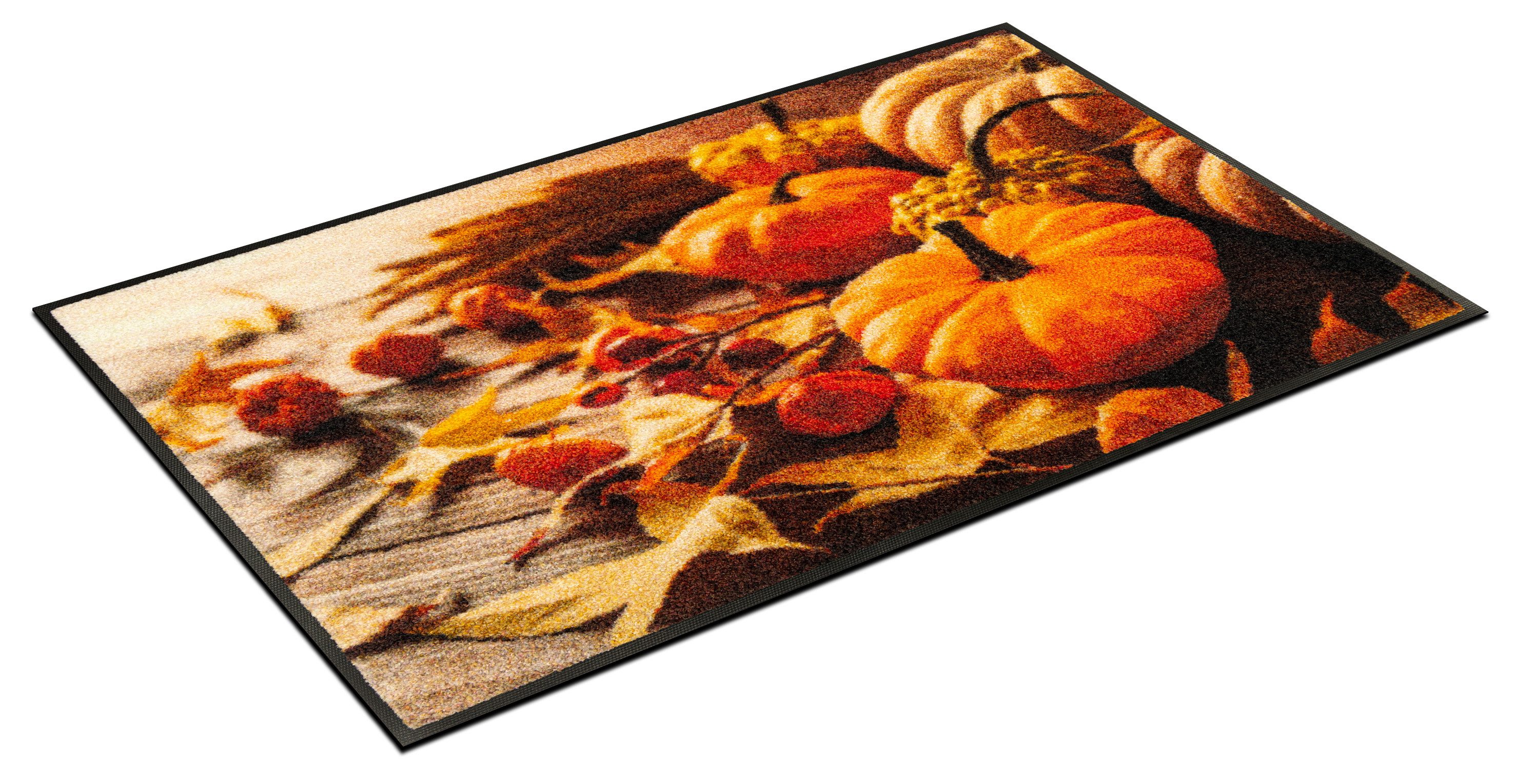 wash+dry by Kleen-Tex Fußmatte Pumpkin Glow, rechteckig, Höhe: 7 mm, waschbar und trocknergeeignet – Bild 4 von 5