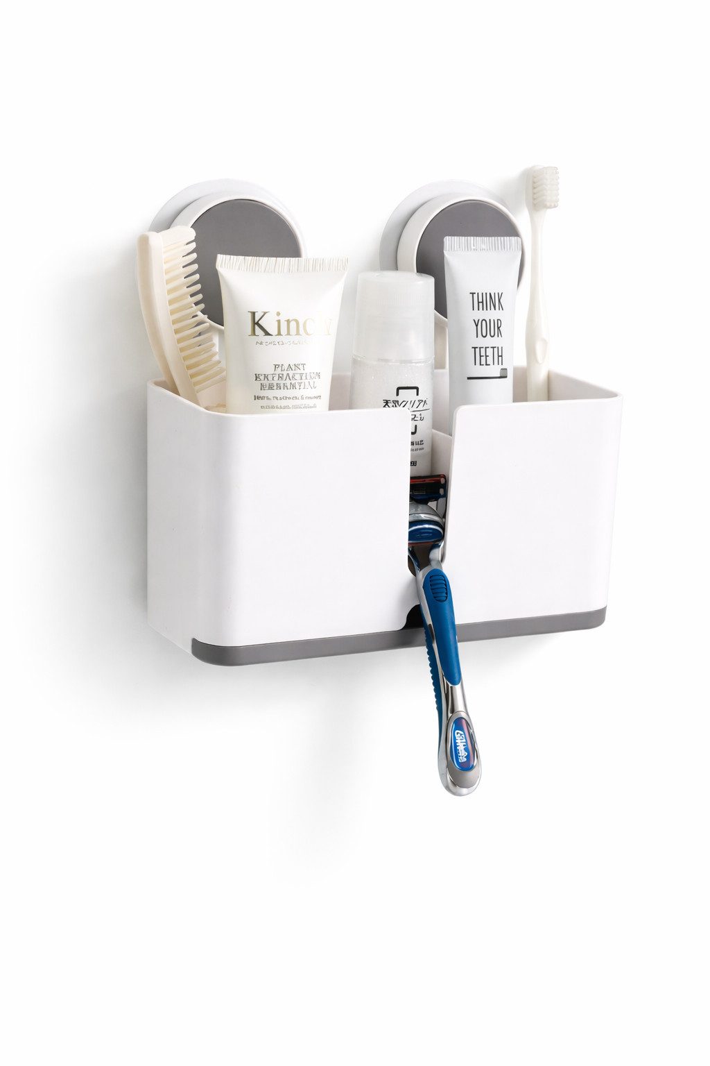 Creliv Badorganizer Moderner Zahnbürstenhalter ohne Bohren, WC-Deckelheber GRATIS