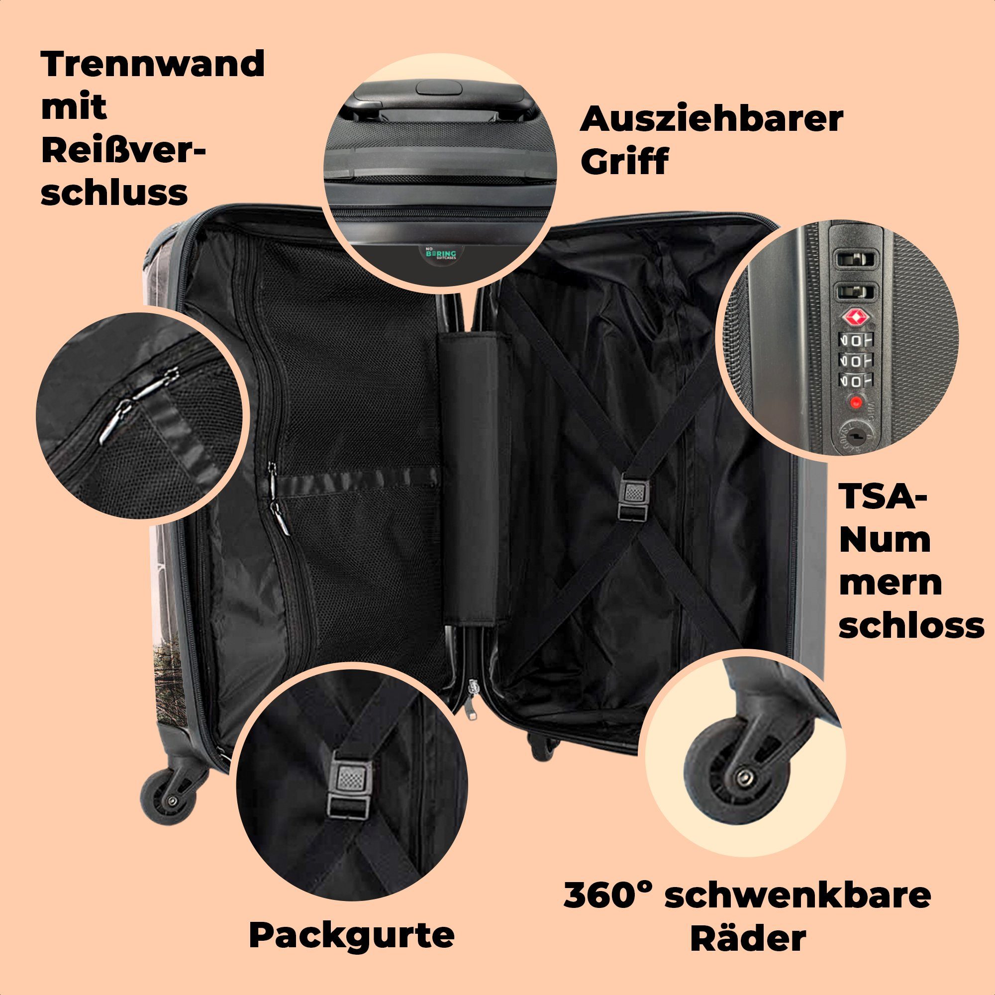 4 4 Reisekoffer Natur Rollkoffer Kaktus Rollen, Pflanzen, Kleine Handgepäckkoffer Trolley - 55x35x20cm - Handgepäck mit - - NoBoringSuitcases.com© Grün Cabin Rollen