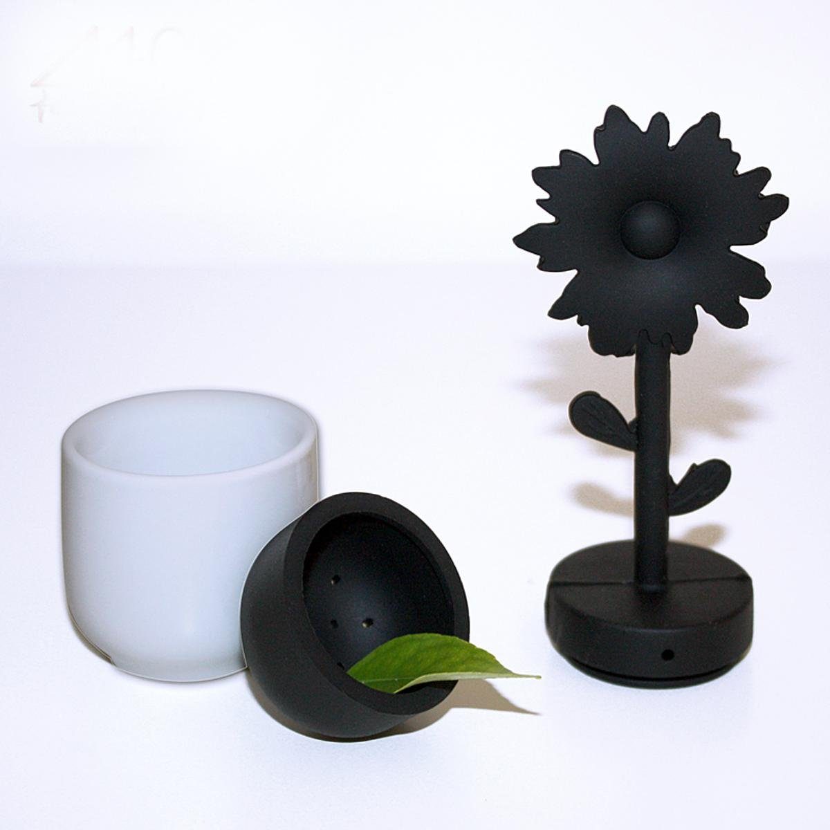 Silikon, Keramik-Halterung, (Set, ZONE mit TEE-EI Blume, Schwarz, weißer Keramik, 3-tlg. Teesieb Set Zone 3-St) Denmark