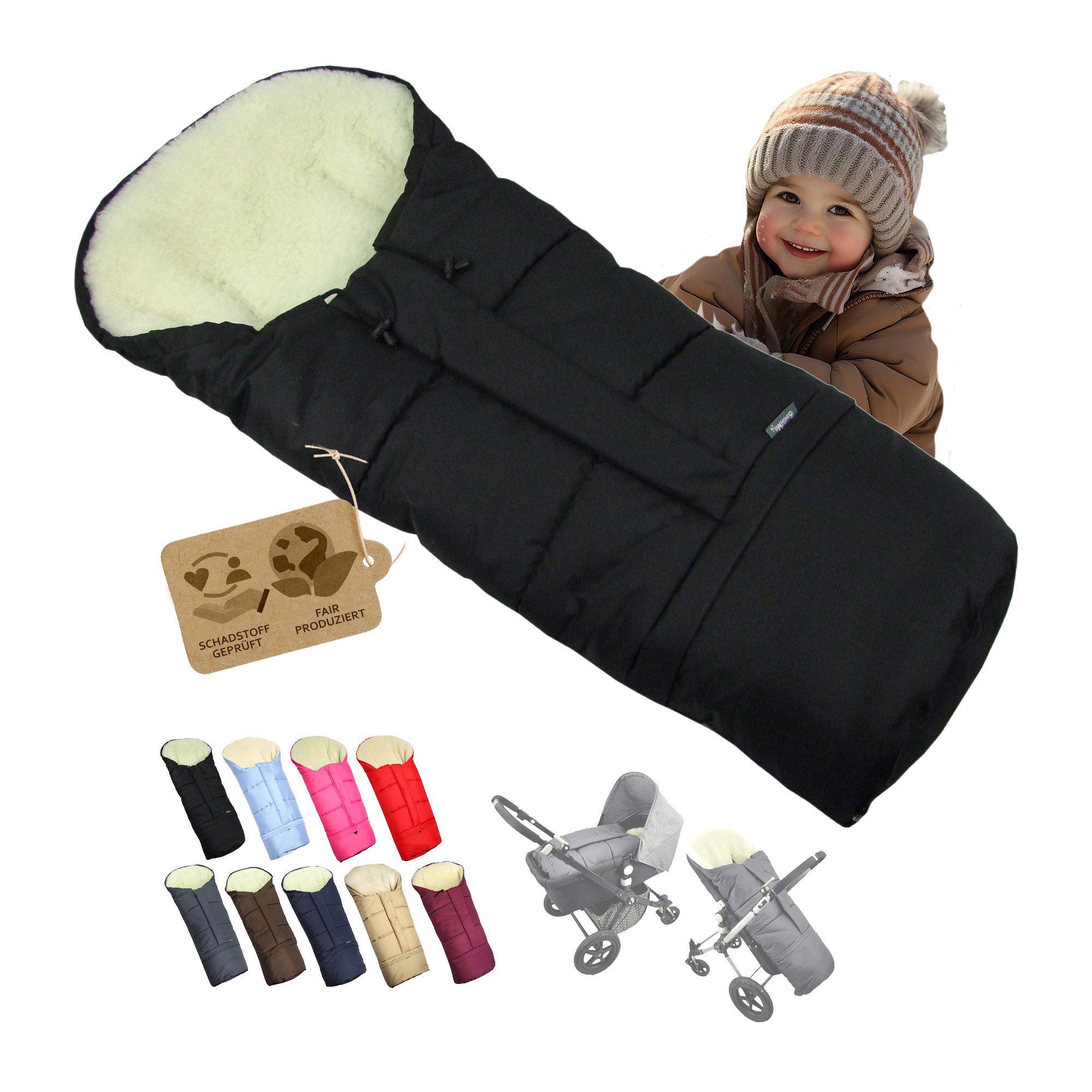 BambiniWelt by Rafael K. Fußsack Winterfußsack Fußsack für Kinderwagen Buggy mumienform Wolle UNI