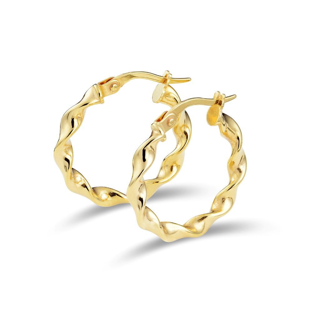 Miore Paar Creolen MSIL932E für Damen Twist Ohrringe aus 9K (375) Gelbgold - 20 mm, Made in Italy