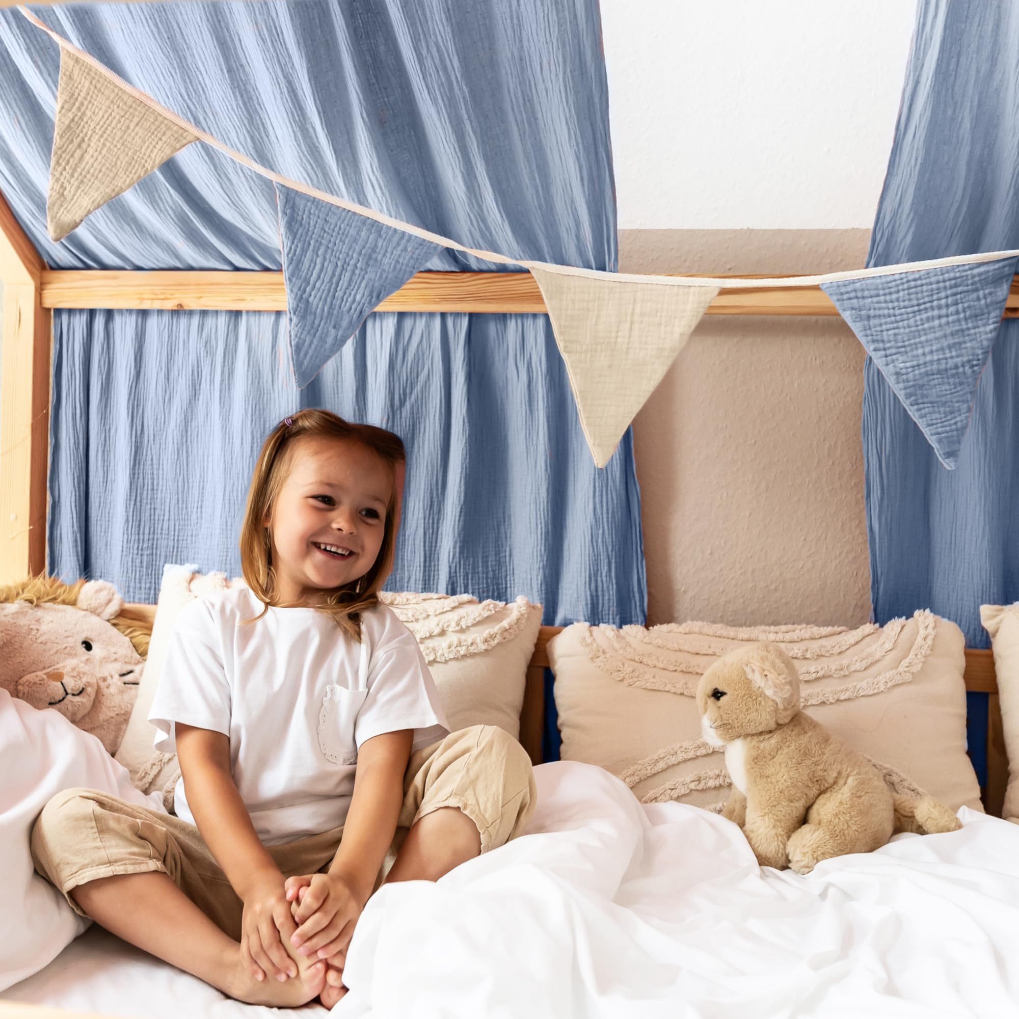 lilimaus Wimpelkette Sternenkette für Kinderzimmer - handgenähte Stoff-Girlande, handgefertigte Stoff-Girlande ca. 300 cm - Wimpel oder Sterne – Bild 5 von 5