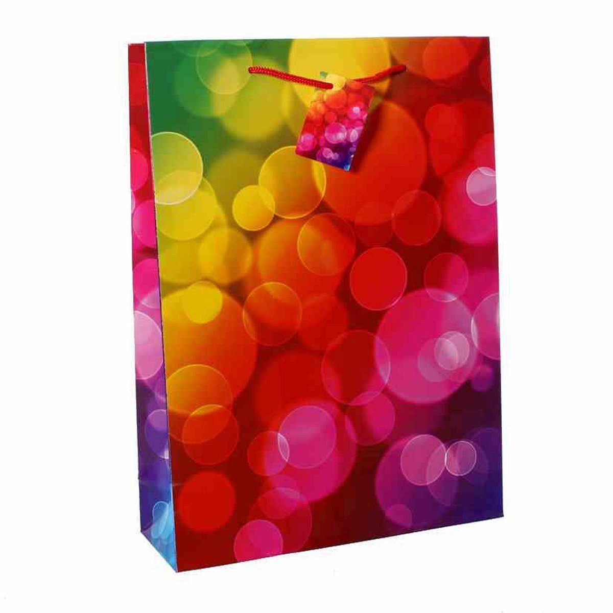Linoows Tragetasche 10 Stück Geschenktüten `Regenbogen Punkte`, Tüten, Große Papiertragetaschen