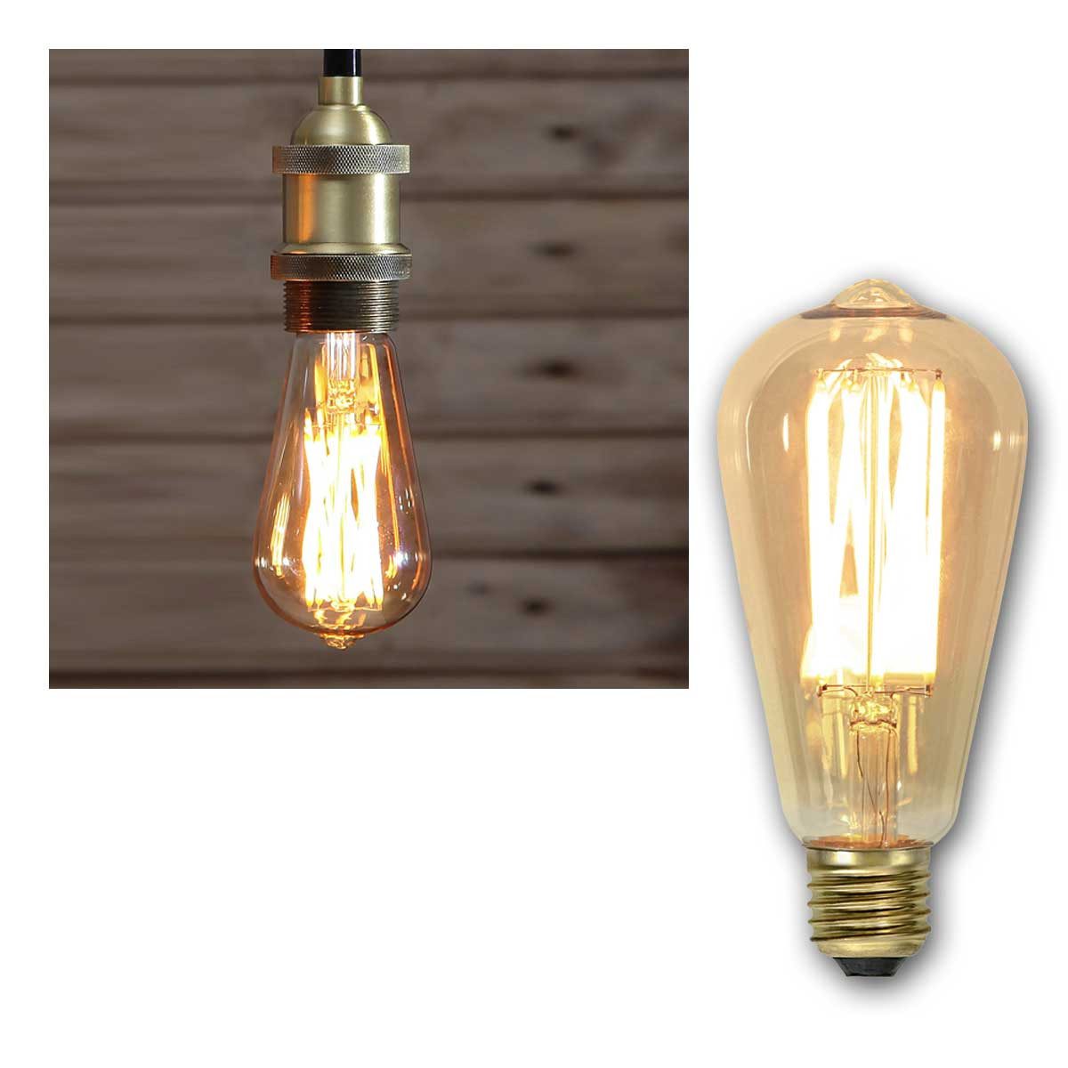 STAR TRADING LED-Leuchtmittel E27 LED Birne VINTAGE Filament Edison-Optik 240lm, goldenweiß,warmweiß