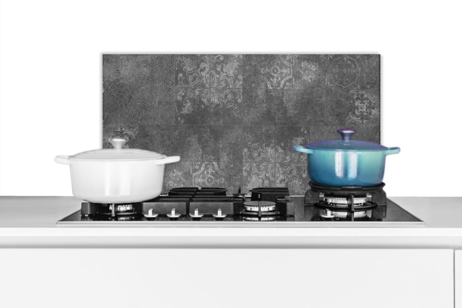 MuchoWow Küchenrückwand Kacheln - Grau - Vintage - Design, (1-tlg), 60x30 cm, Wandschutz, gegen Fett und Schmutzflecken für Küchen