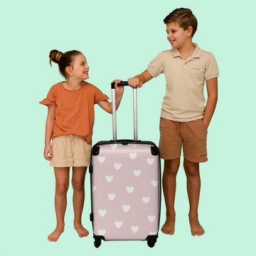 NoBoringSuitcases.com© Koffer Muster - Herz - Mädchen - Rosa 67x43x25cm, 4 Rollen, Mittelgroßer Koffer für Mädchen, Kinder Trolley