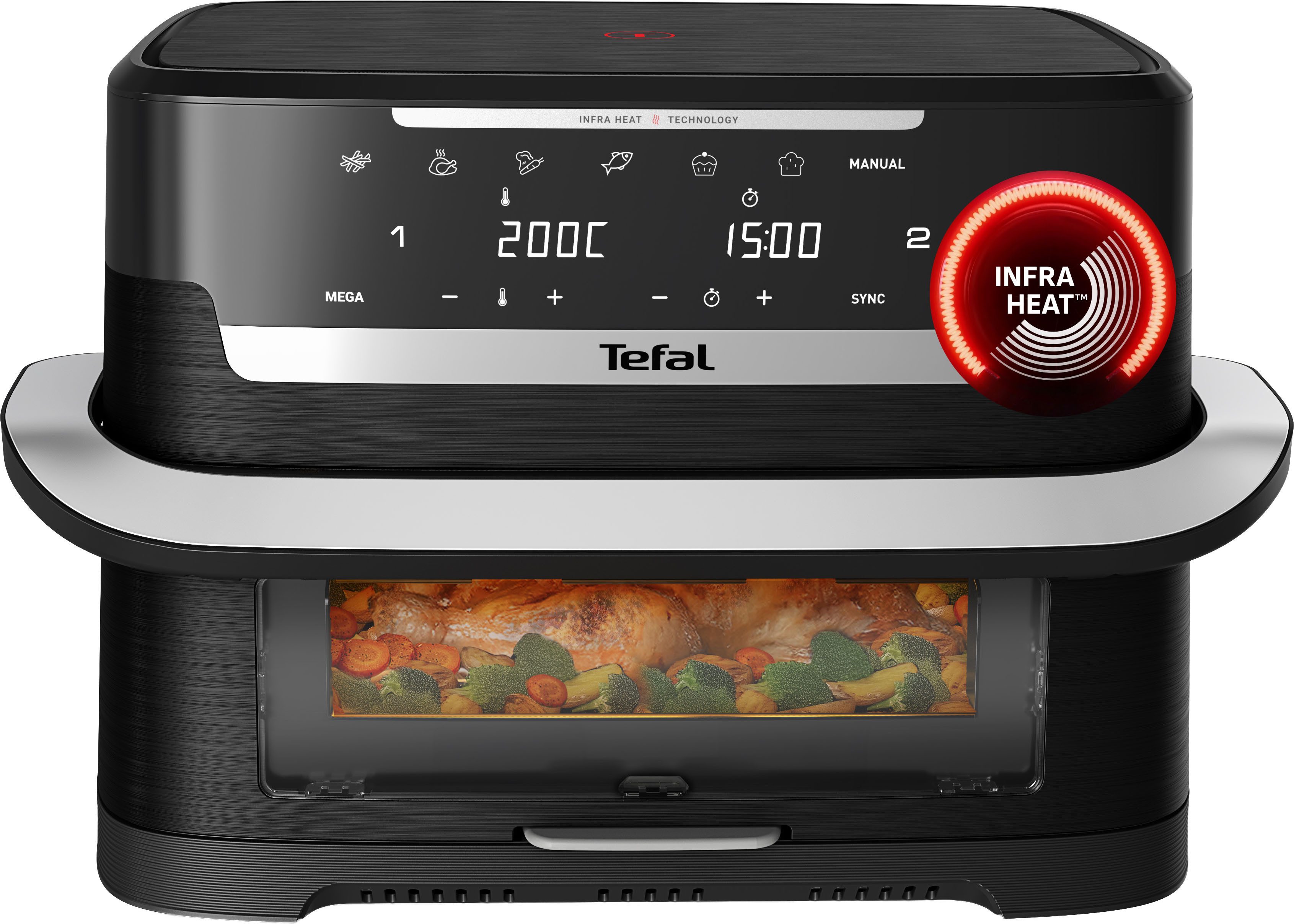 Tefal Heißluftfritteuse Ever Fry Dual Flex, 2700 W, bis zu 4x schneller, für bis zu 8 Portionen, EY9288