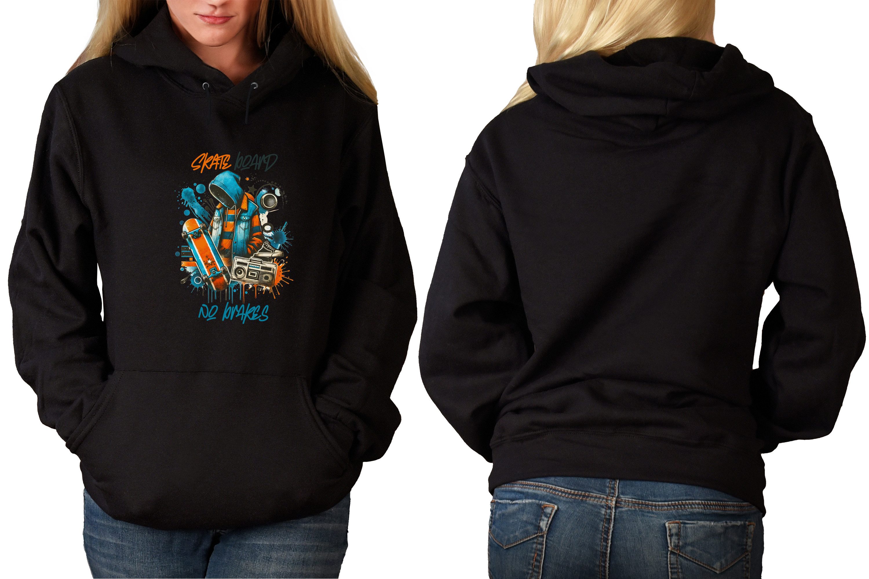 MyDesign24 Kapuzensweatshirt Herren und Damen Hoodie - No Brakes Skater Pullover i533
