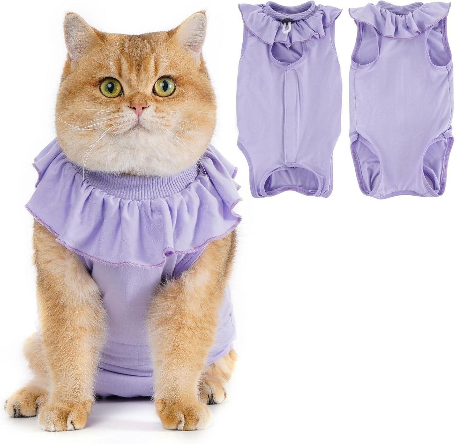 Schutzkragen Katzenbody Erholungsanzug Kastration Spay Modal M-Lilac