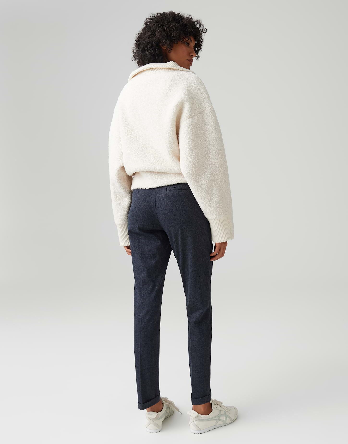 OPUS Stoffhose MELINA ICONIC mit Komfortbund Mid Rise, Regular, Fischgrat Muster