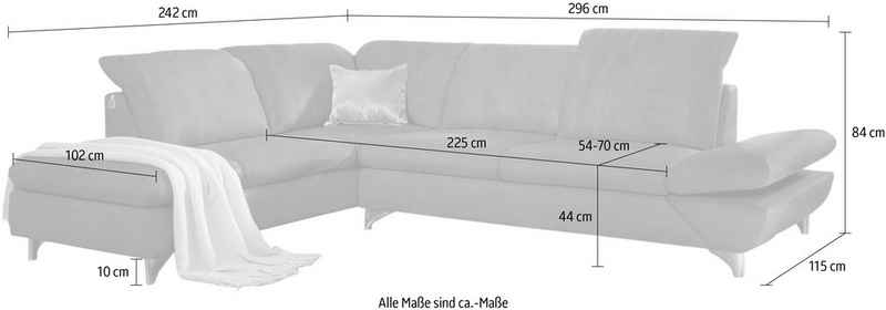 W.SCHILLIG Ecksofa taoo, mit Sitziefenverstellung & Kopfteilverstellung