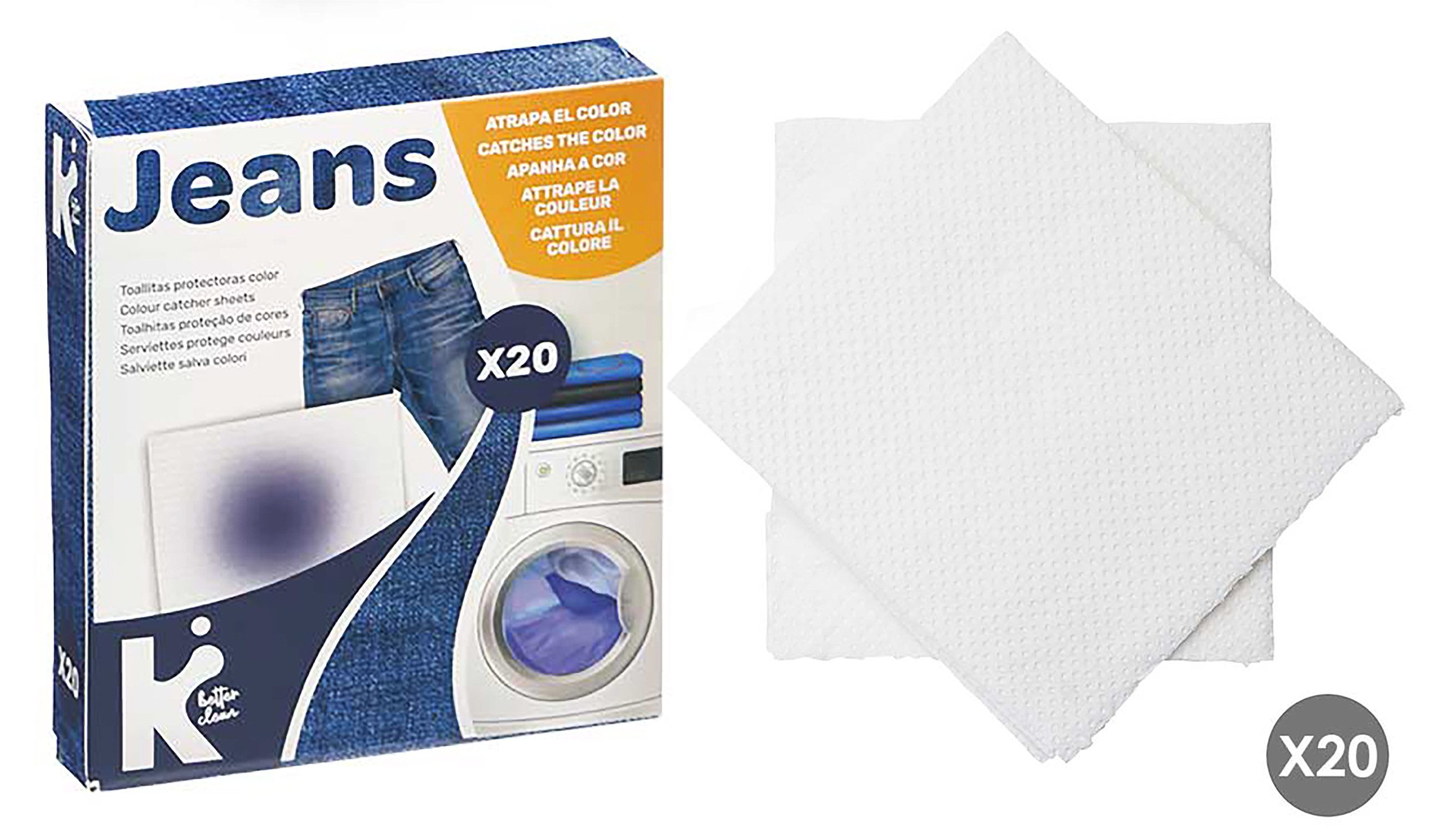 Arte Regal 20 FARBFANGTÜCHER Set Farbfang Kleidung Schutz (Für Jeans-30) Spezialwaschmittel (20-St. 20 Farbfangtücher gegen Verfärbung Vergrauung Verfärbungsschutz Farbfangtuch)