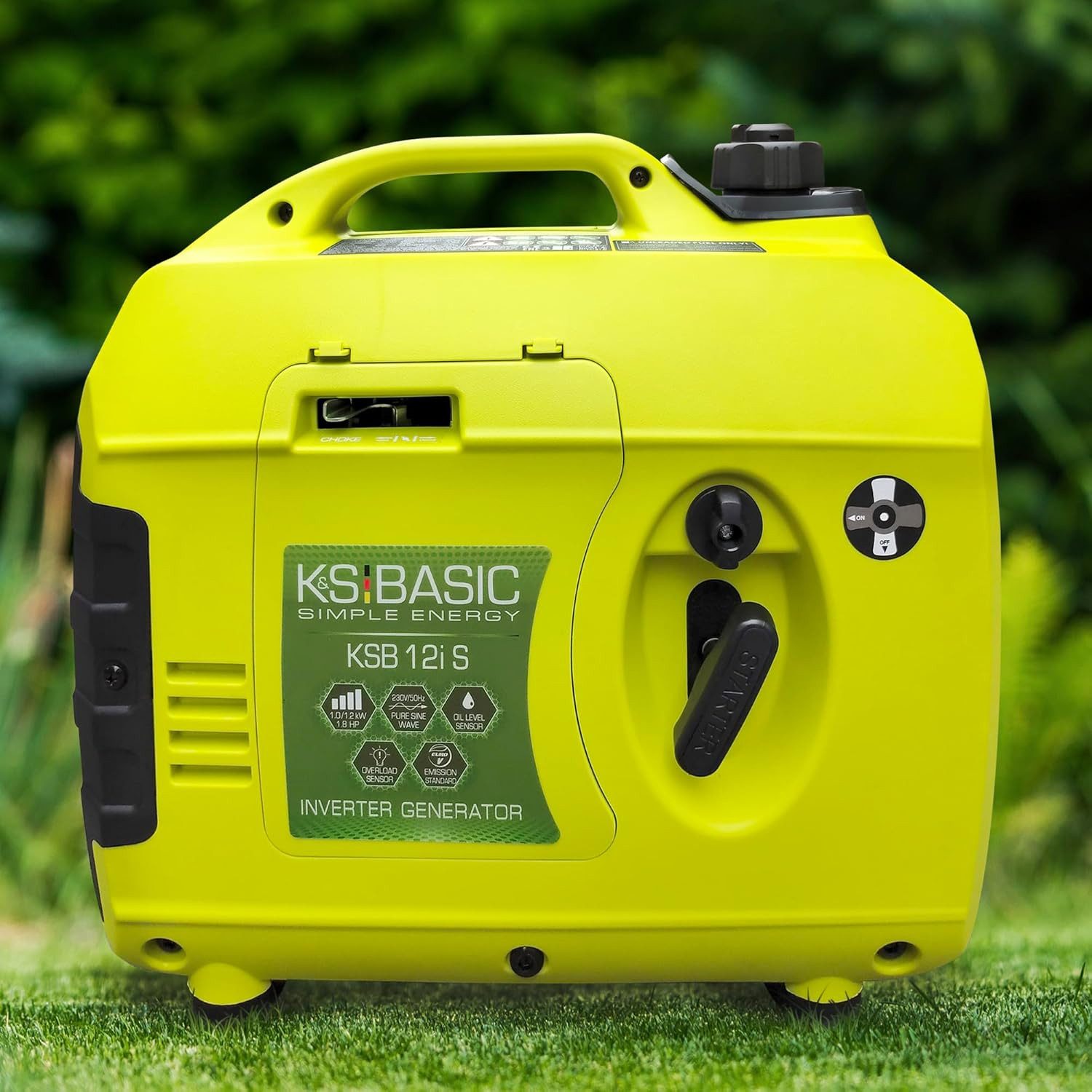 Könner & Söhnen KSB 12i S generator, 1.20 kW (ultra-lightweight inverter generator, parallel connection possible, 1-piece, 1.2 kW, 62 dB(A), ECO mode for up to 50% fuel savings), pure sine wave, 2x USB, 11.5 kg, carrying handle, EURO 5