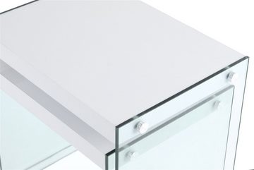 Qiyano Beistelltisch Beistelltisch Kaori 2er-Set Hochglanz Weiß - Glas - Modern - Ablage