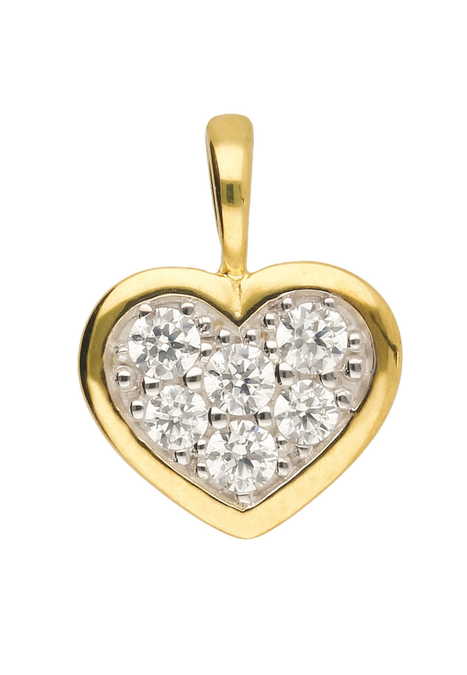 Kettenanhänger Damen 333 Gold Anhänger Herz mit Zirkonia