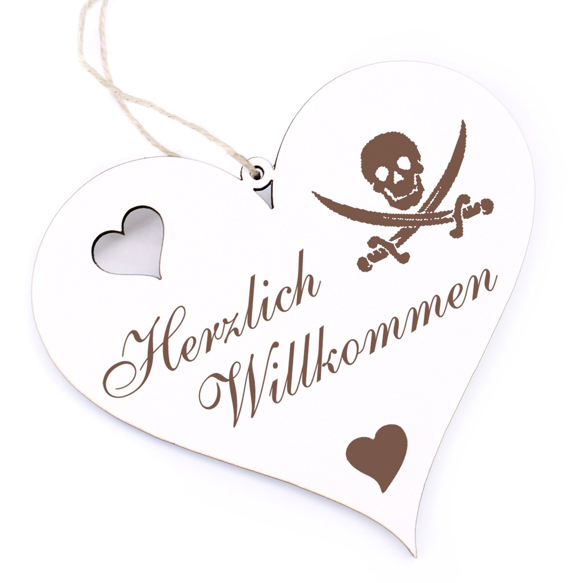 Willkommen - 13x12cm - Dekolando Herzlich Hängedekoration Piratenzeichen