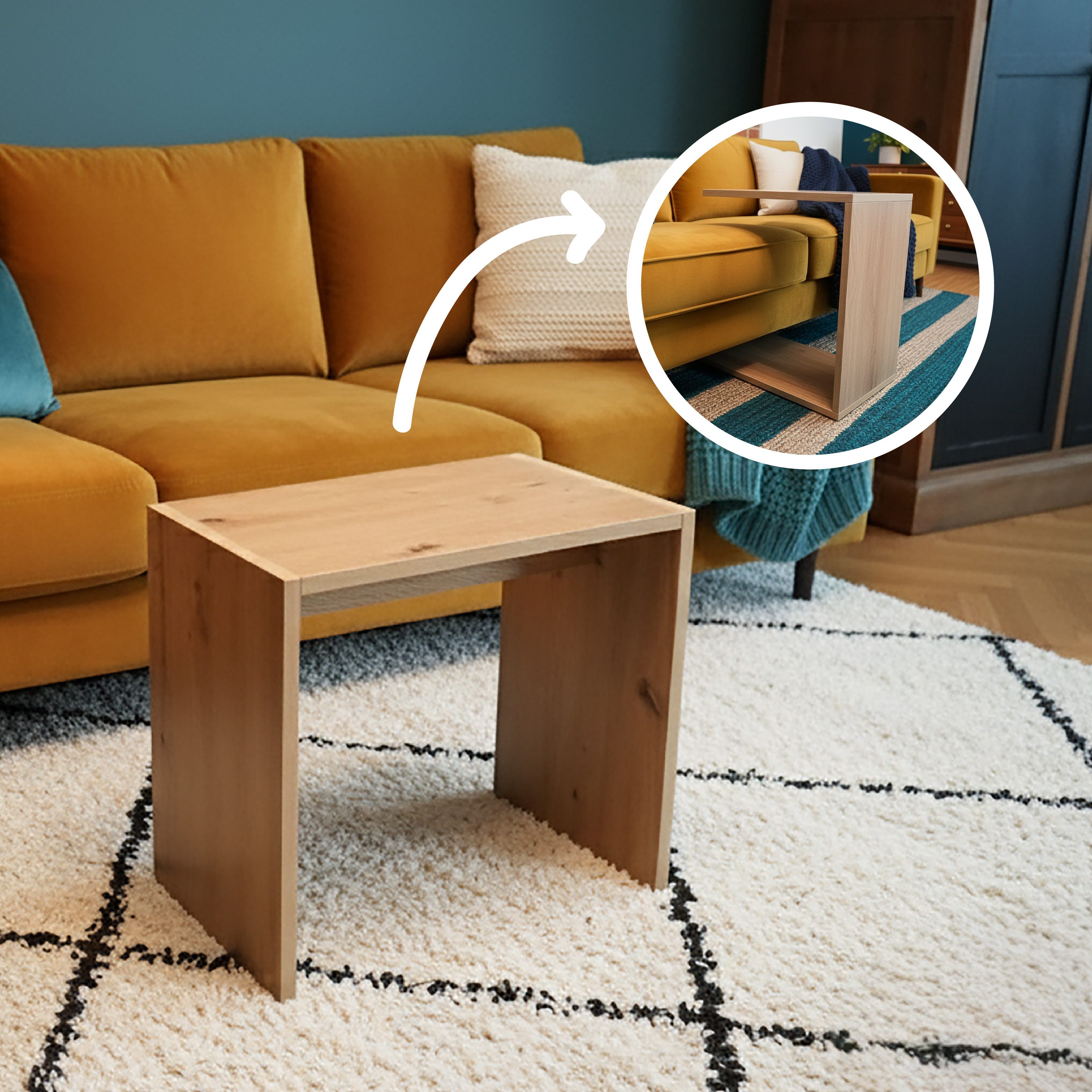 PEGSEN Beistelltisch Beistelltisch C-Form moderner Couchtisch klein für Sof günstig online kaufen