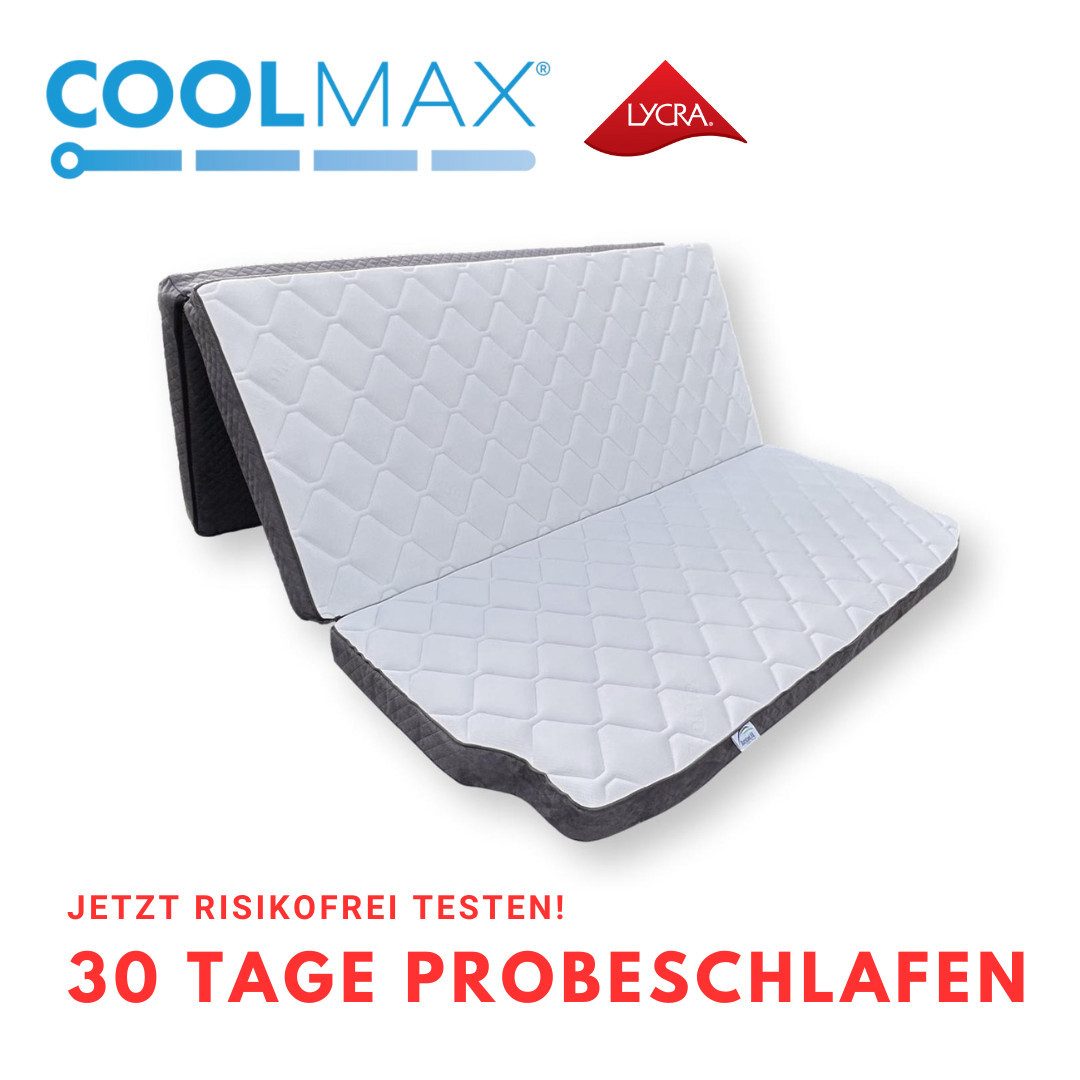 Klappmatratze für VW T5 T6 T6.1 Multiflexboard, MatratzenL.A.B®, 10 cm hoch, (Kaltschaum & Viscoschaum, Härtegrad H2 mittel), 10x148x185 oder 10x148x198 cm COOLMAX® LYCRA®