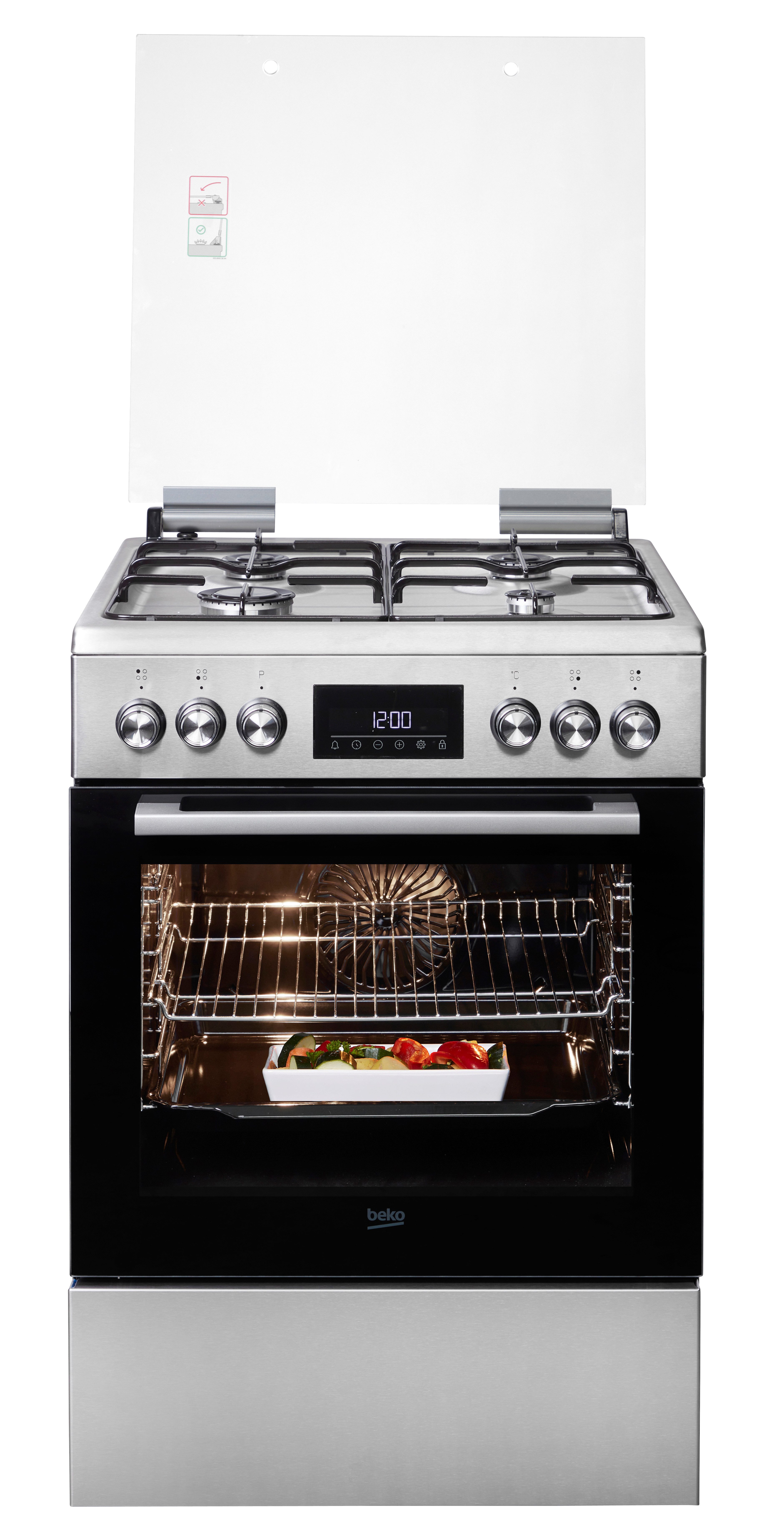 BEKO Gas-Standherd FBM62320XDSL, mit Teleskopauszug nachrüstbar