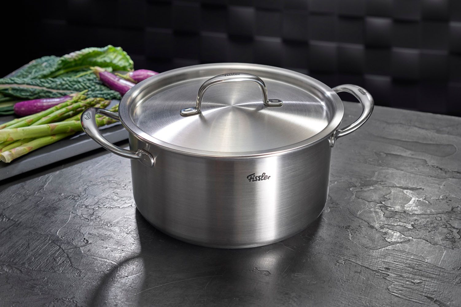 Fissler Kochtopf M5 Pro-Ply Kochtopf 24 cm mit Metalldeckel, Edelstahl 18/10 (1-tlg), 5-lagiges Pro-Ply™ Mehrschichtmaterial für präzise Wärmeverteilung