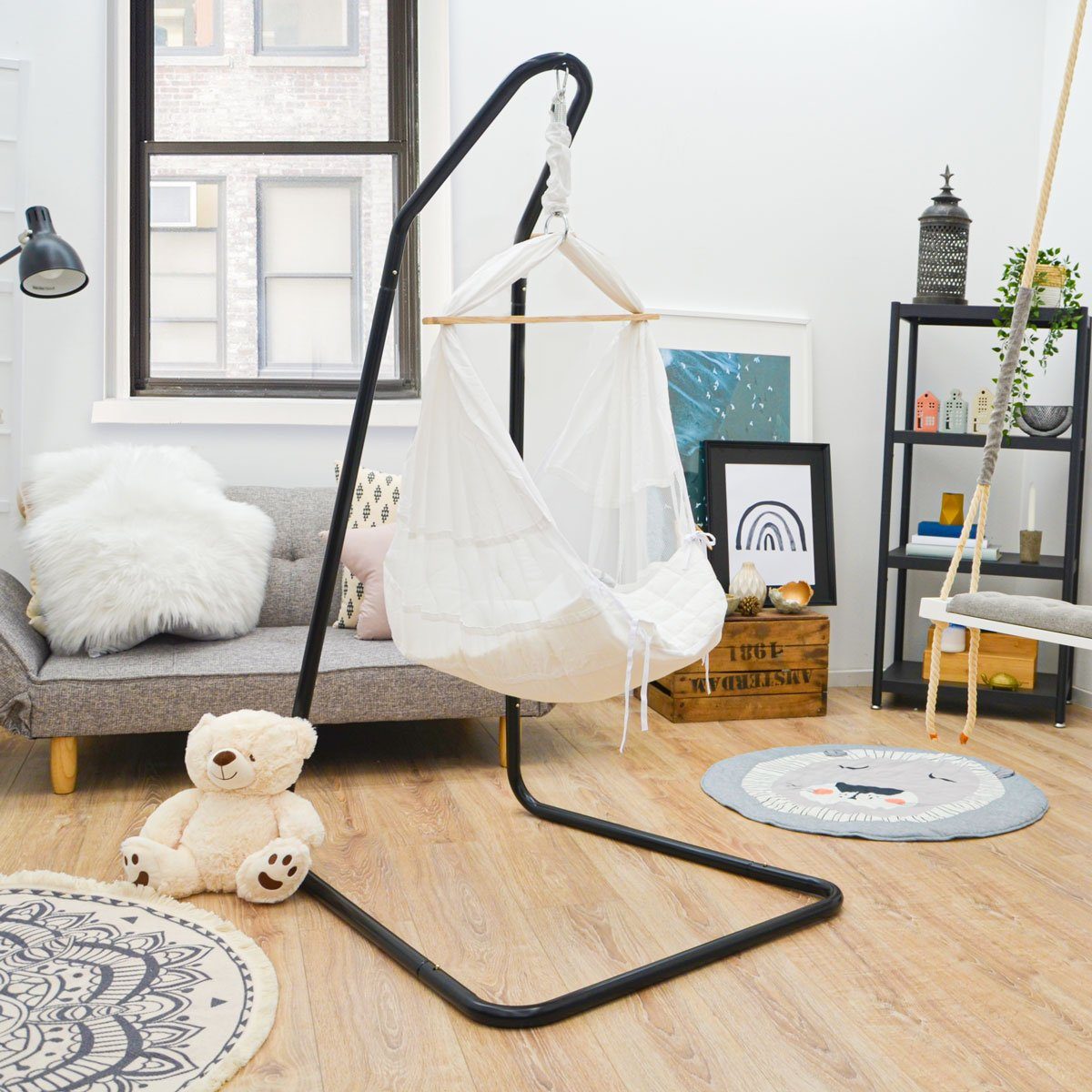 AMANKA Baby Bouncer Baby Spring Cradle with Stand 160cm Hanging Swing