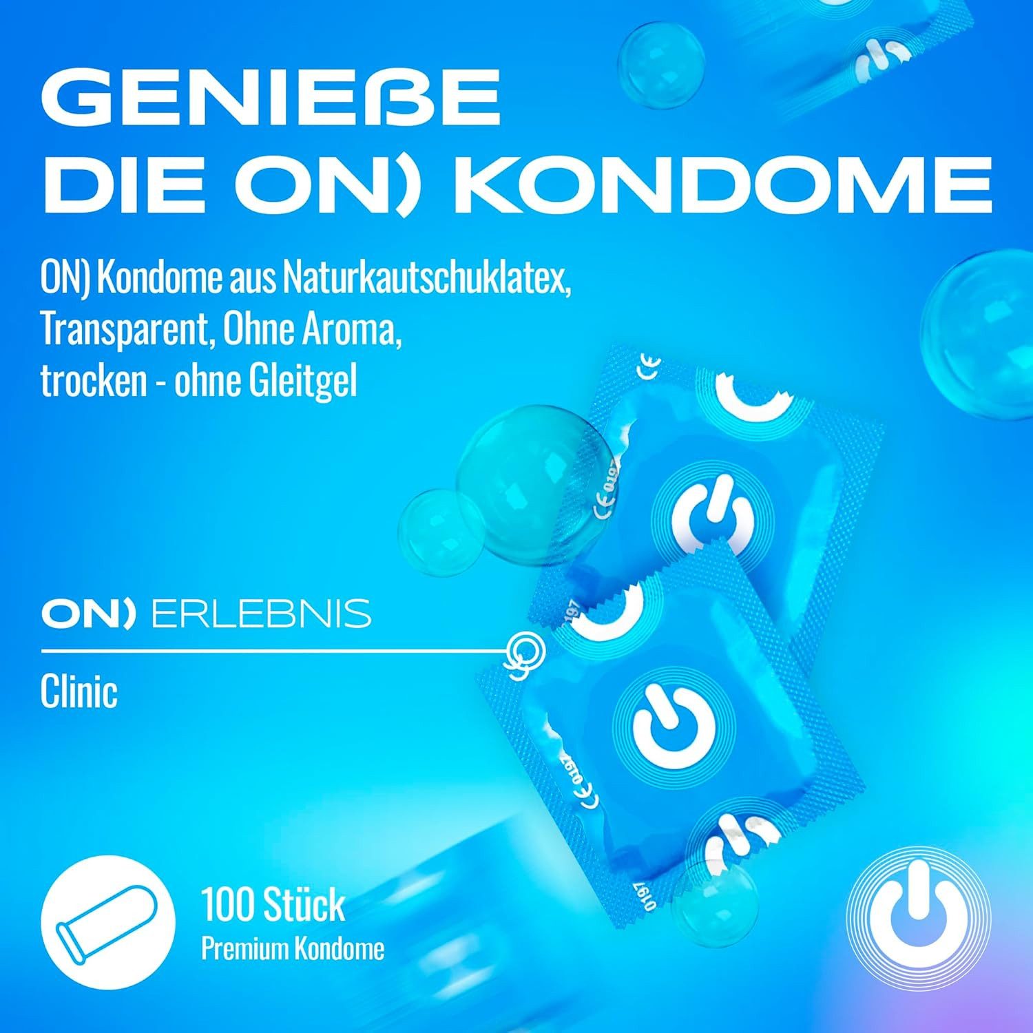 ON Condoms Kondome verschiedene Sorten Premium Preservative, naturfarben, ohne reservoir und Aroma, volle Natürlichkeit