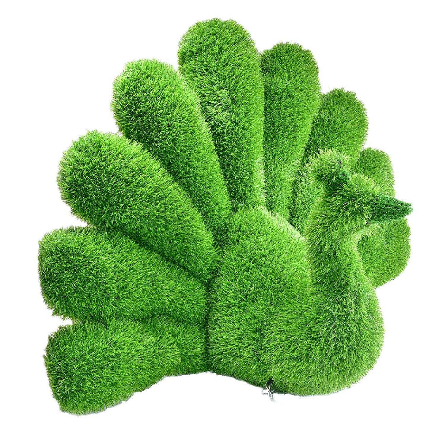 foolonli Gartenfigur Gartendeko Grasfigur Pfau aufgestellte Federn Grün Kunstrasen 100cmB