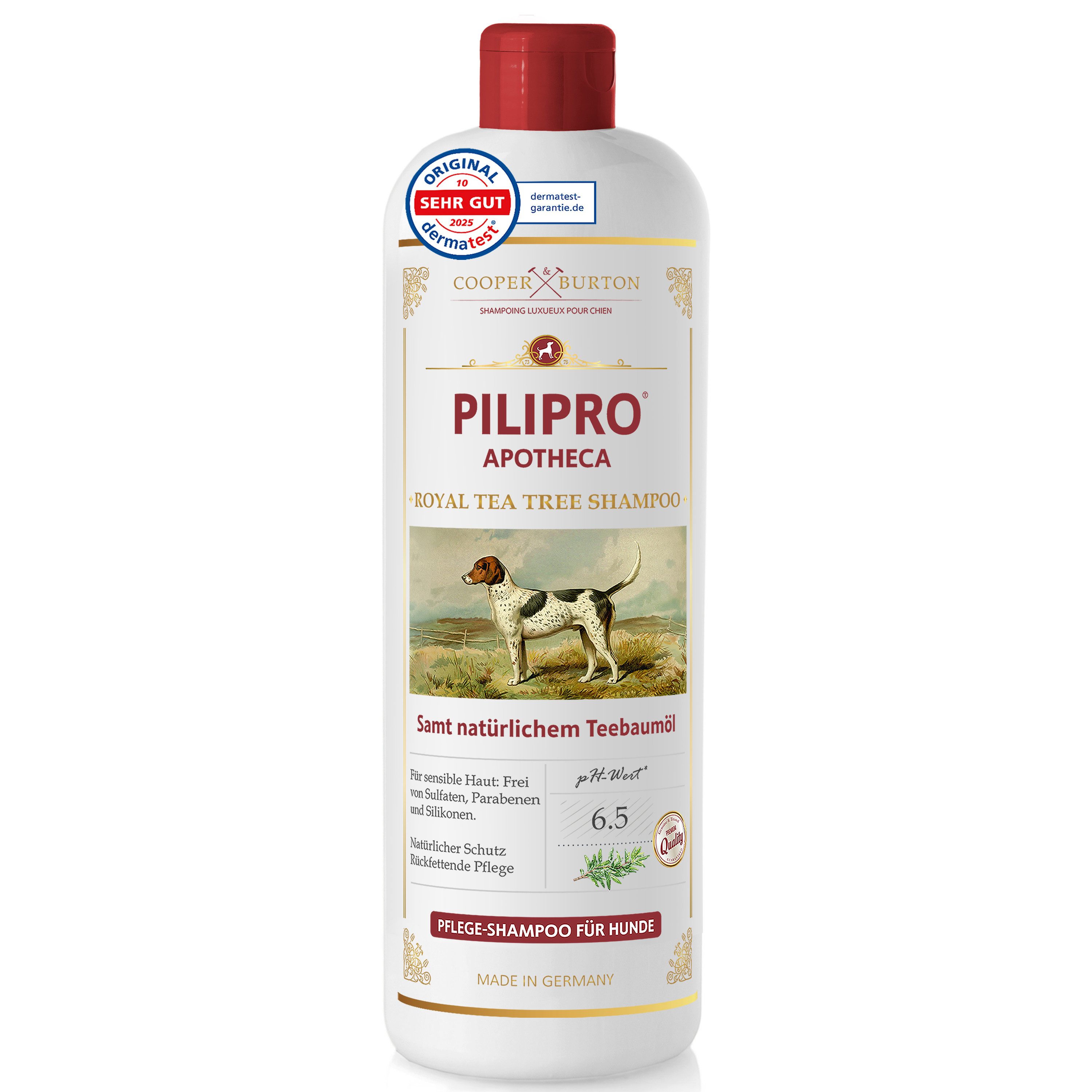 Cooper&Burton Haarshampoo Hundeshampoo bei Juckreiz, Flöhen, Zecken, Milben mit Teebaumöl 500ml, Shampoo gegen Juckreiz und vorbeugend gegen Zecken