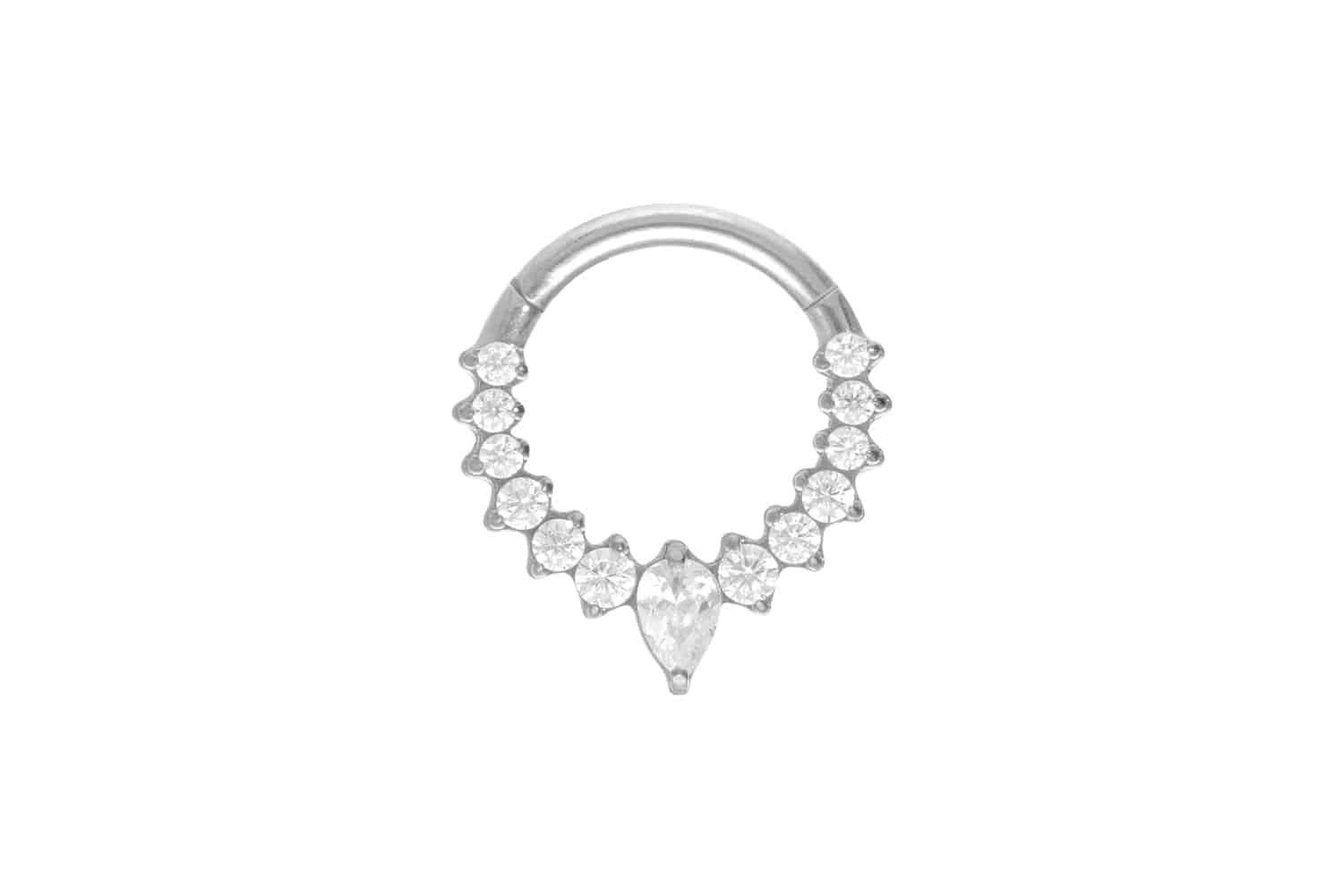 Nasenpiercing Titan Segmentring Clicker EINGEFASSTE KRISTALLE Ohrpiercing Septum