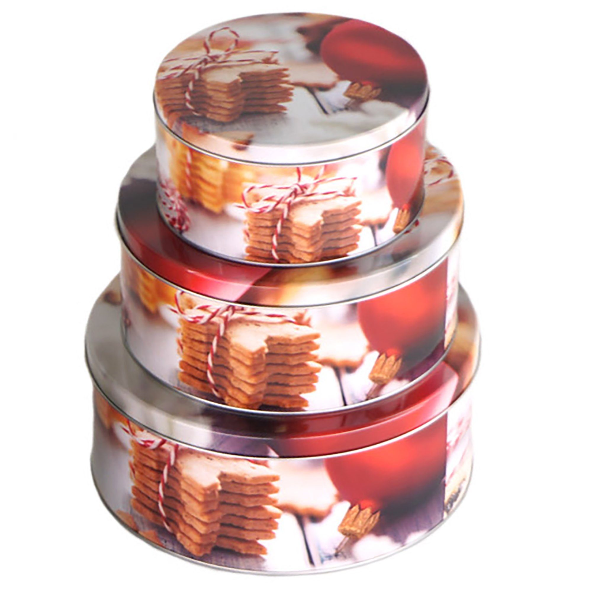 Annastore Vorratsdose 3-tlg. Set Gebäckdosen aus Metall für Weihnachten - Keksdosen, Plätzchendosen