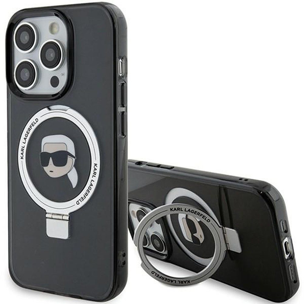 KARL LAGERFELD Handyhülle Schutzhülle Ringständer Smartphonecover 6,7 Zoll, MagSafe, Ringständer, Karl Head, stoßfest