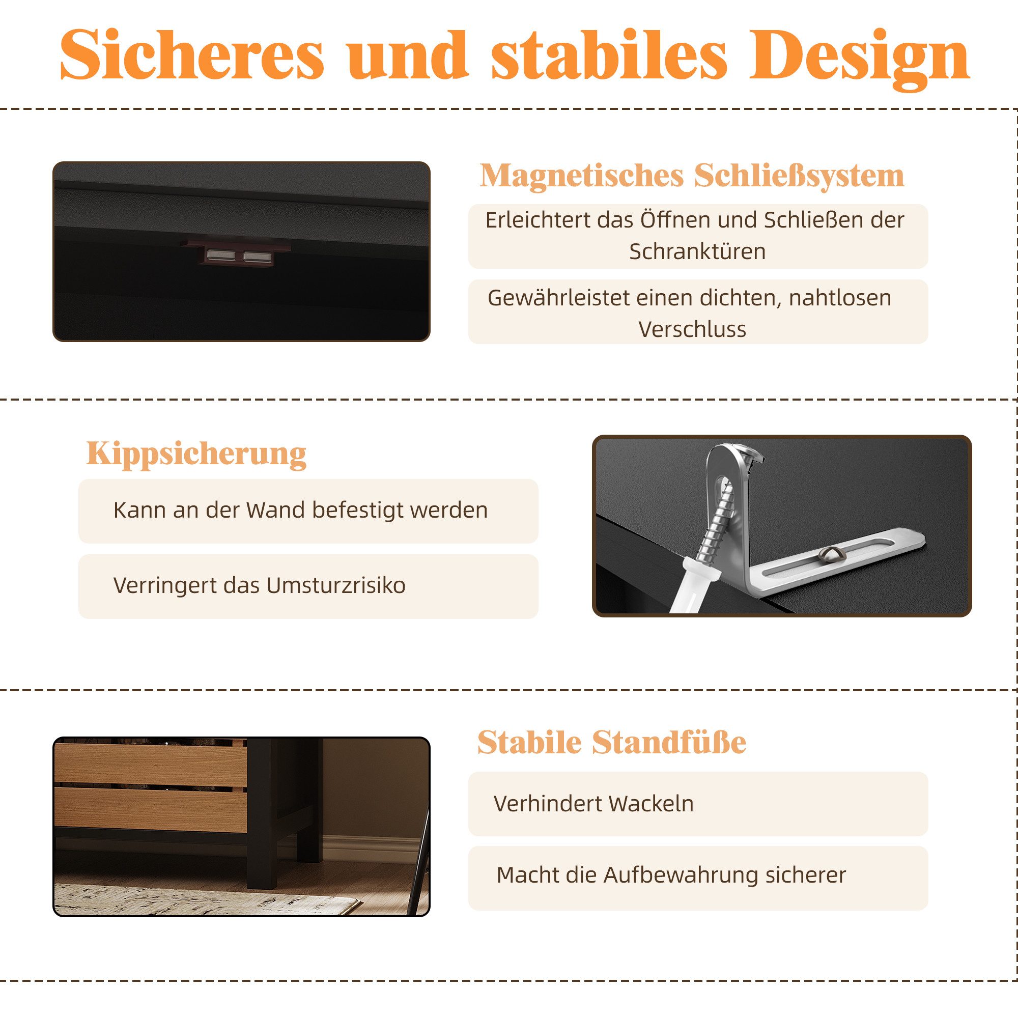 Odikalo Küchenbuffet Küchenschrank Buffetschrank (Küchenschrank (80x40x140cm), hohes Küchenbuffet, Mehrzweckbuffet, Snackschrank, Aufbewahrungsmöbel mit zwei Tü – Bild 5 von 5