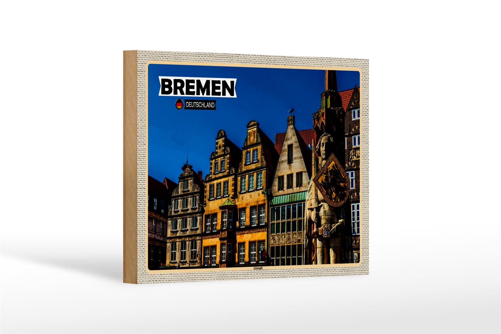 Femer GmbH Holzbild Städte Bremen Deutschland Altstadt 18x12 cm, (1 St), Glatte Holzfaserplatte (MDF), vorn beschichtet