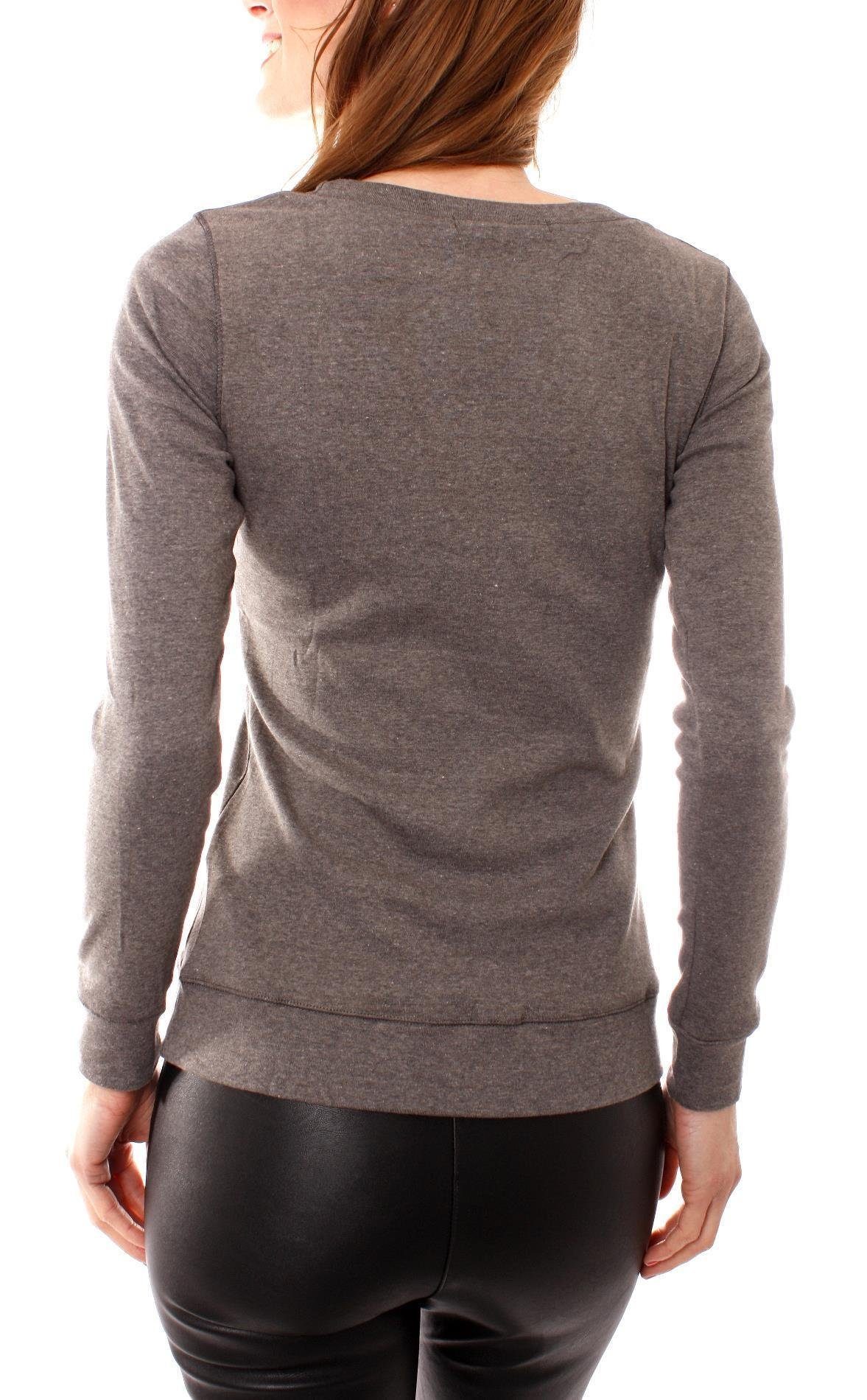 Muse Rundhalsshirt Leichtes Basic Sweatshirt Slim Fit 3237