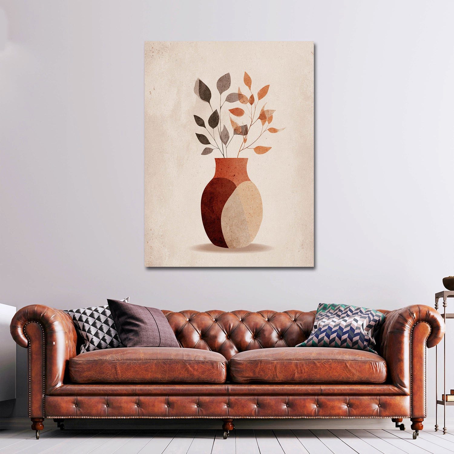 Artedinoi Leinwandbild Minimalistisch Vase Trockenpflanzen Boho Leinwandbild Wandbild Kunstdr, Vase mit Trockenpflanzen, Boho
