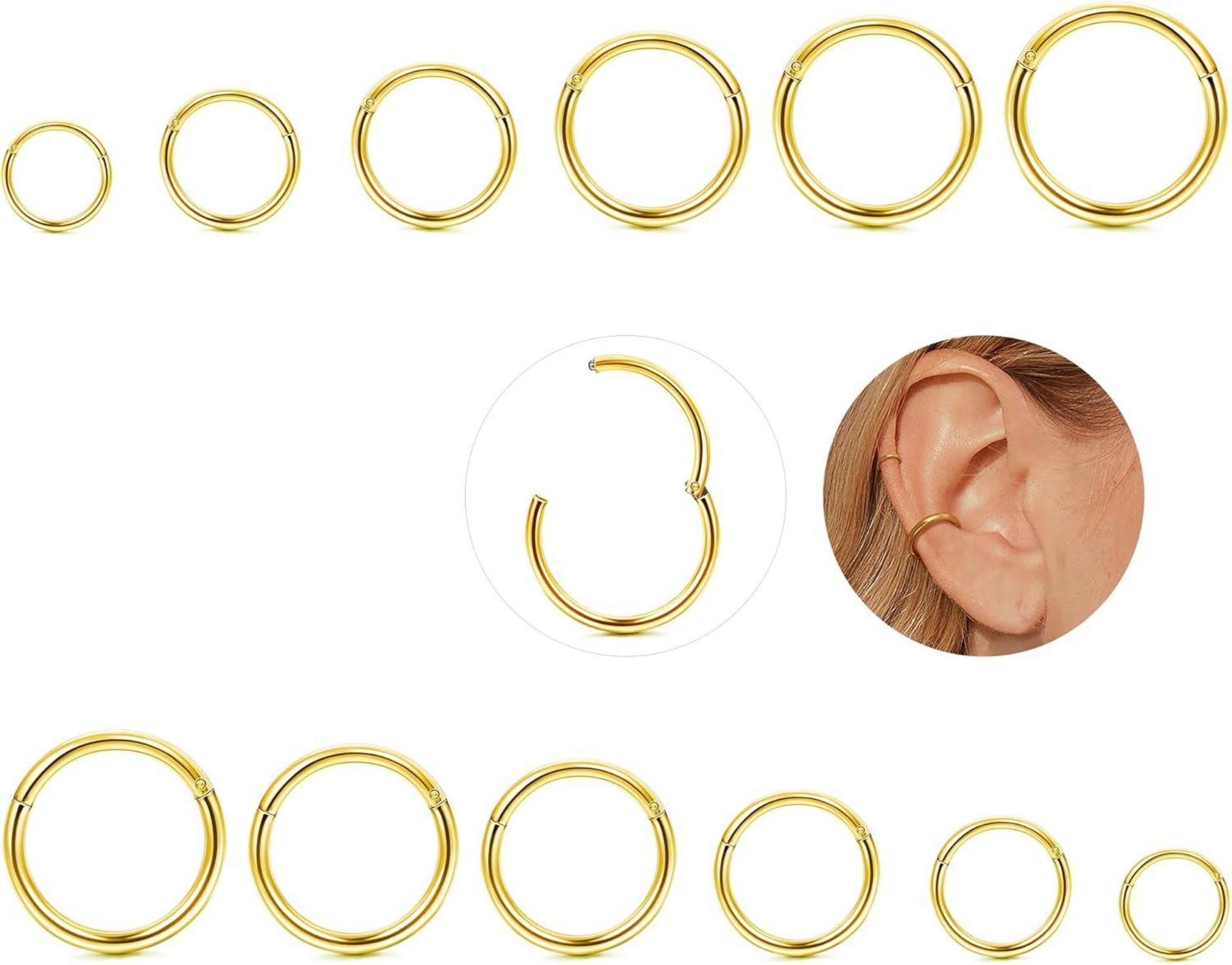 Nasenpiercing-Set 12x Nasenpiercing Ring Helix Piercing 316L Edelstahl 16G 6-16mm