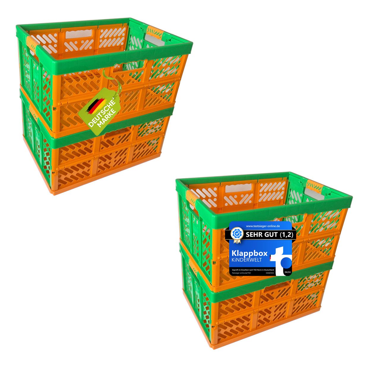 KiNDERWELT Klappbox 4 x Stabile Profi-Klappboxen orange