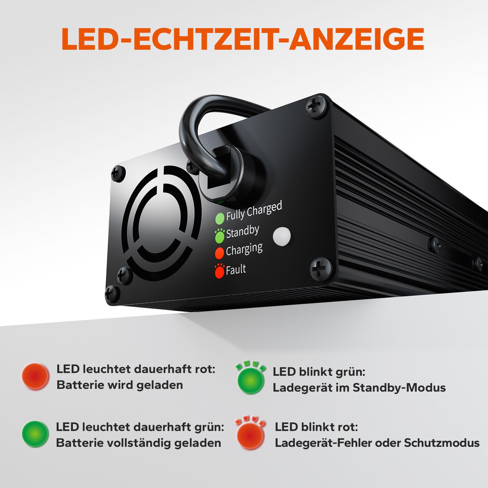 LiTime LiTime 14.6V 10A Lithium Batterieladegerät Akku-Set (12 V, 1 St), Geeignet für 12V LiFePO4 Lithium Batterie