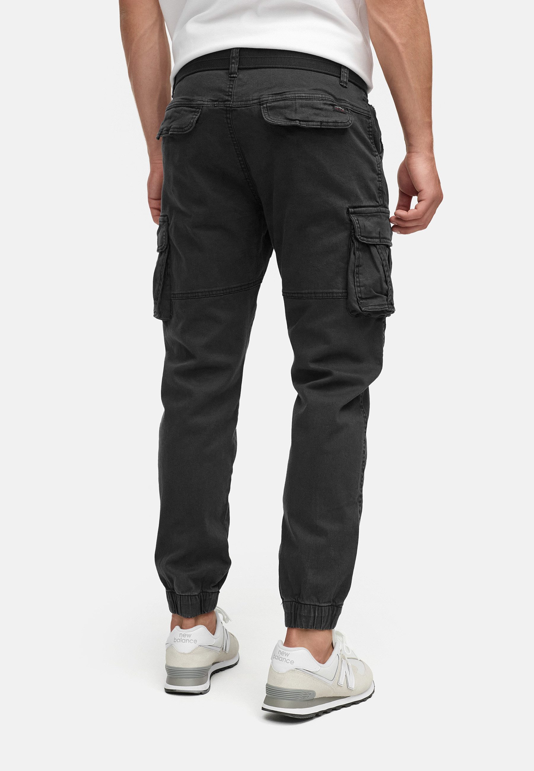 Indicode Cargohose Herren Kerr Cargo Hose Herrenhose aus elastischer Baumwoll-Qualität, inkl. Gürtel