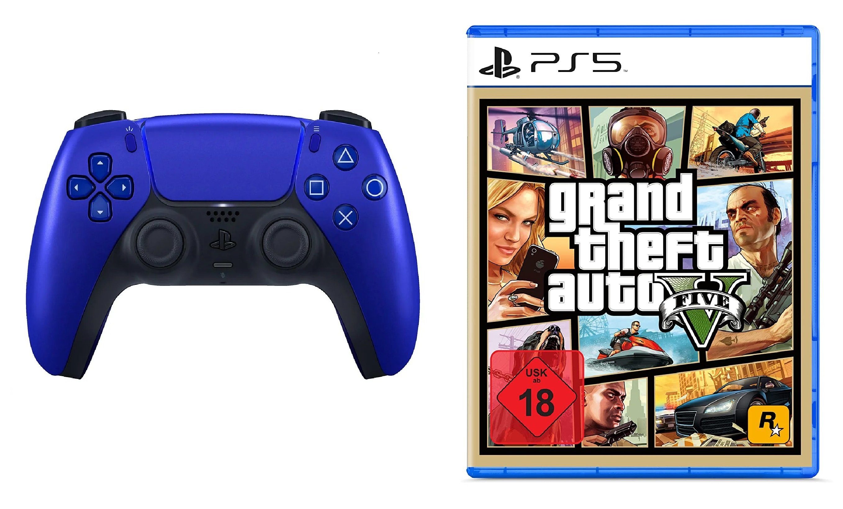 Playstation Playstation 5 Controller + GTA V PS5 Spiel - PlayStation 5-Controller (DualSense Wireless-Controller)