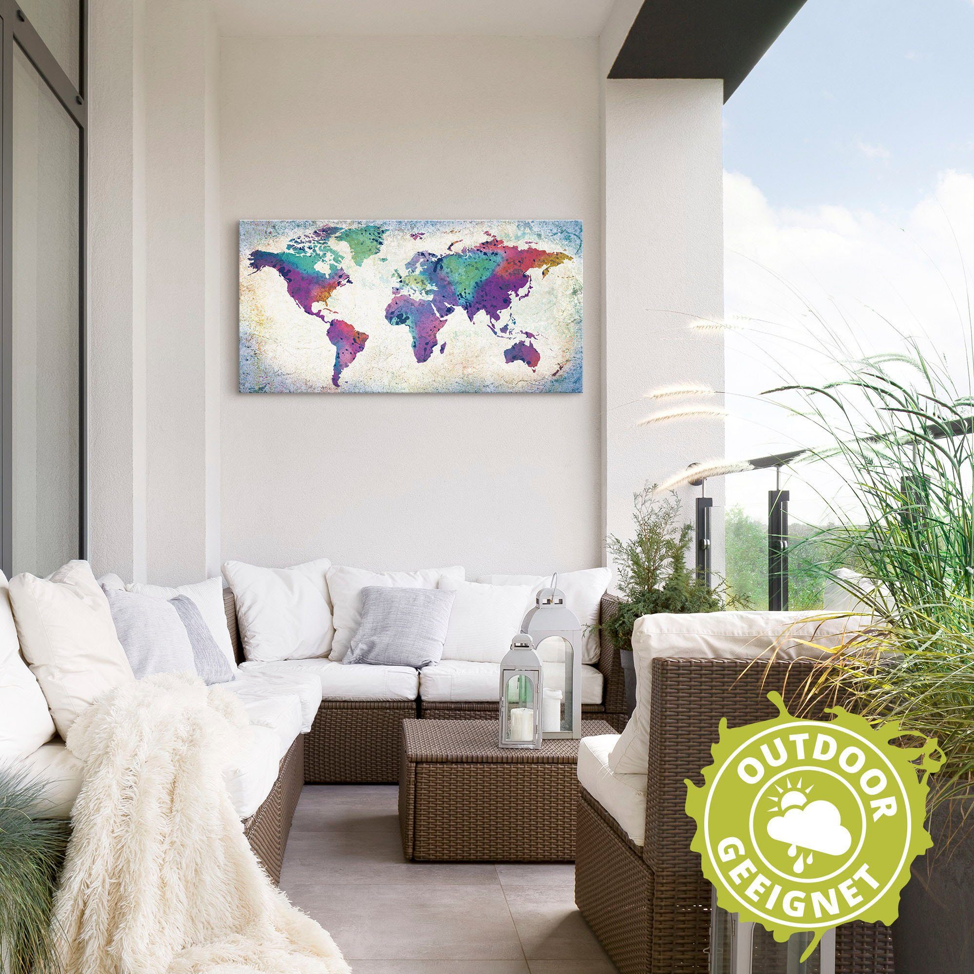 Artland Wandbild »bunte Weltkarte«, Land- & Weltkarten (1 Stück), in vielen Größen & Produktarten - Alubild / Outdoorbild für den Außenbereich, Leinwandbild, Poster, Wandaufkleber / Wandtattoo auch für Badezimmer geeignet-HomeTrends