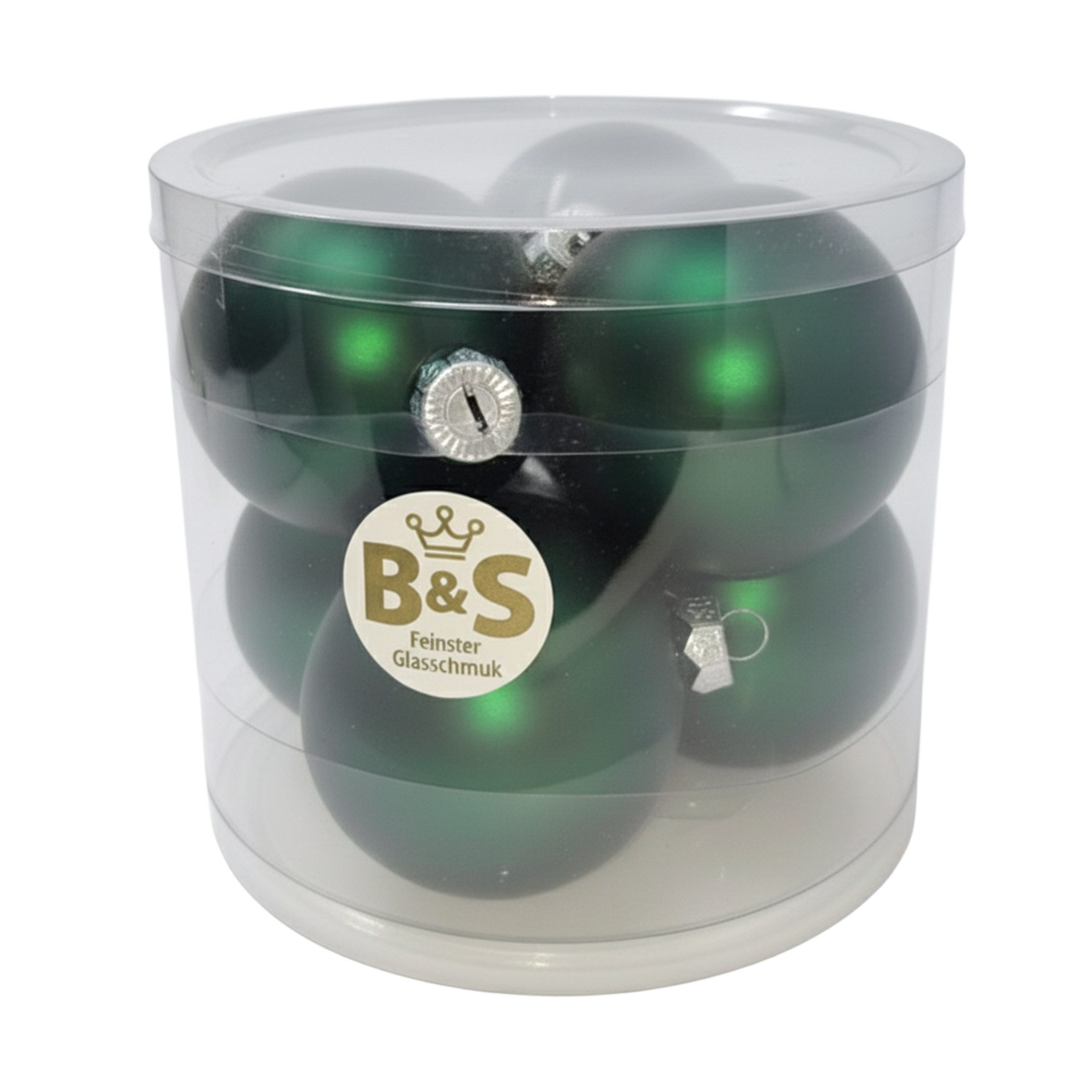 B&S Weihnachtsbaumkugel Baumschmuck Dunkelgrün matt 6 Stück Ø 8 cm Glas